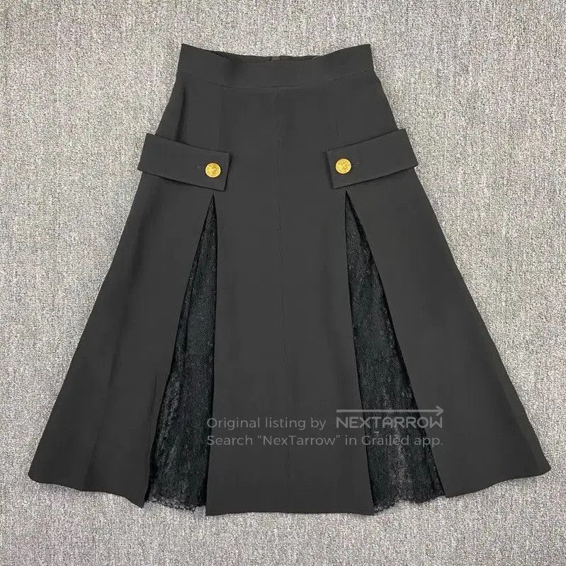 Louis Vuitton Louis Vuitton Black Silk Midi Skirt . Size 23" - 2 Thumbnail