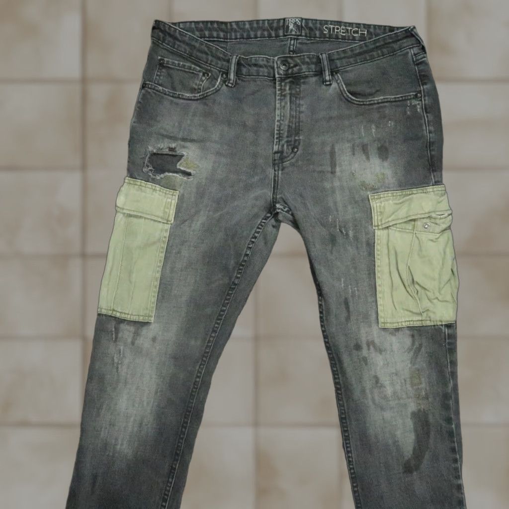 Prps PRPS Jeans Mens 36x34 Black Windsor Slim Skinny Distressed Cargo Denim 5-Pocket Button Fly Belt Loops Cotton Jeans Mens Size US 36 / EU 52 - 1 Thumbnail