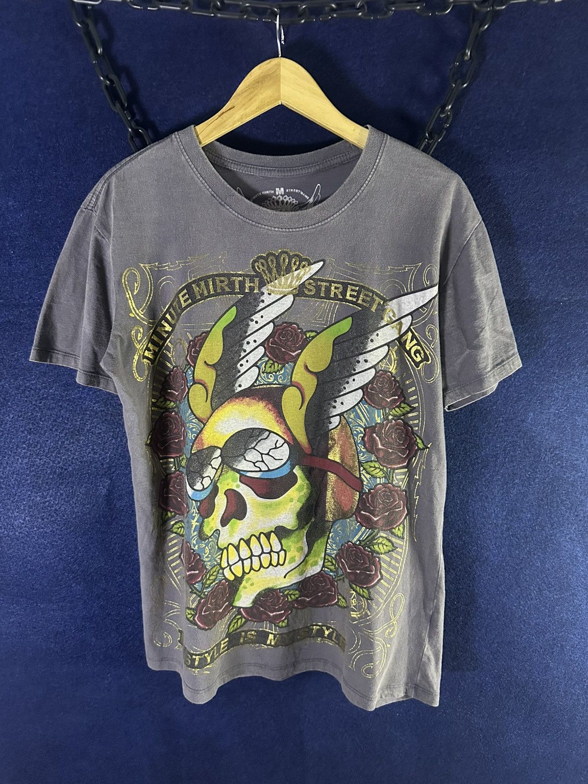 Japanese Brand Y2K Japanese Big Skull AOP Washed Tshirt Size US M / EU 48-50 / 2 - 1 Thumbnail