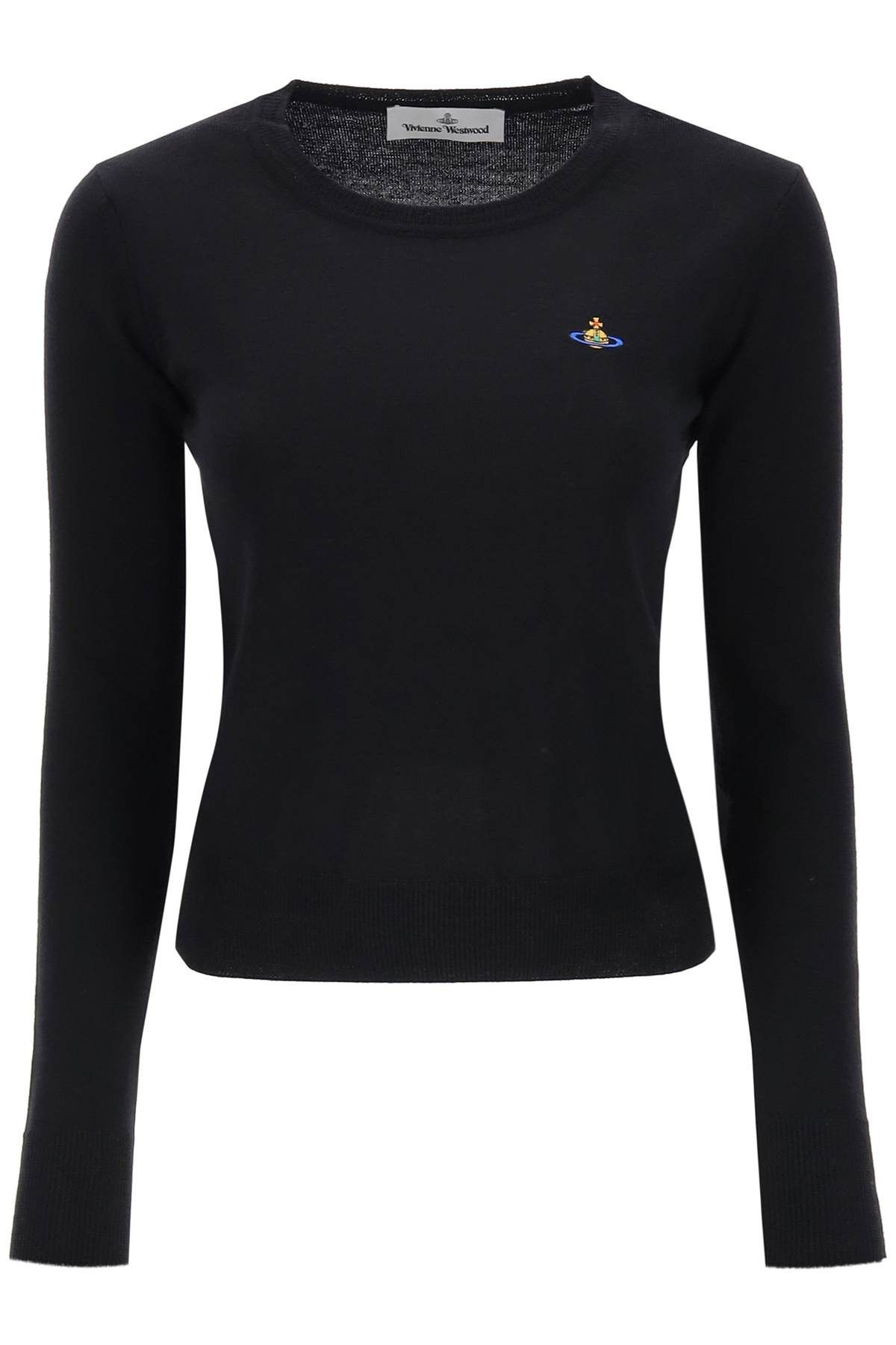 image of Vivienne Westwood Bea Cardigan With Logo Embroidery in Black, Women's (Size XS)