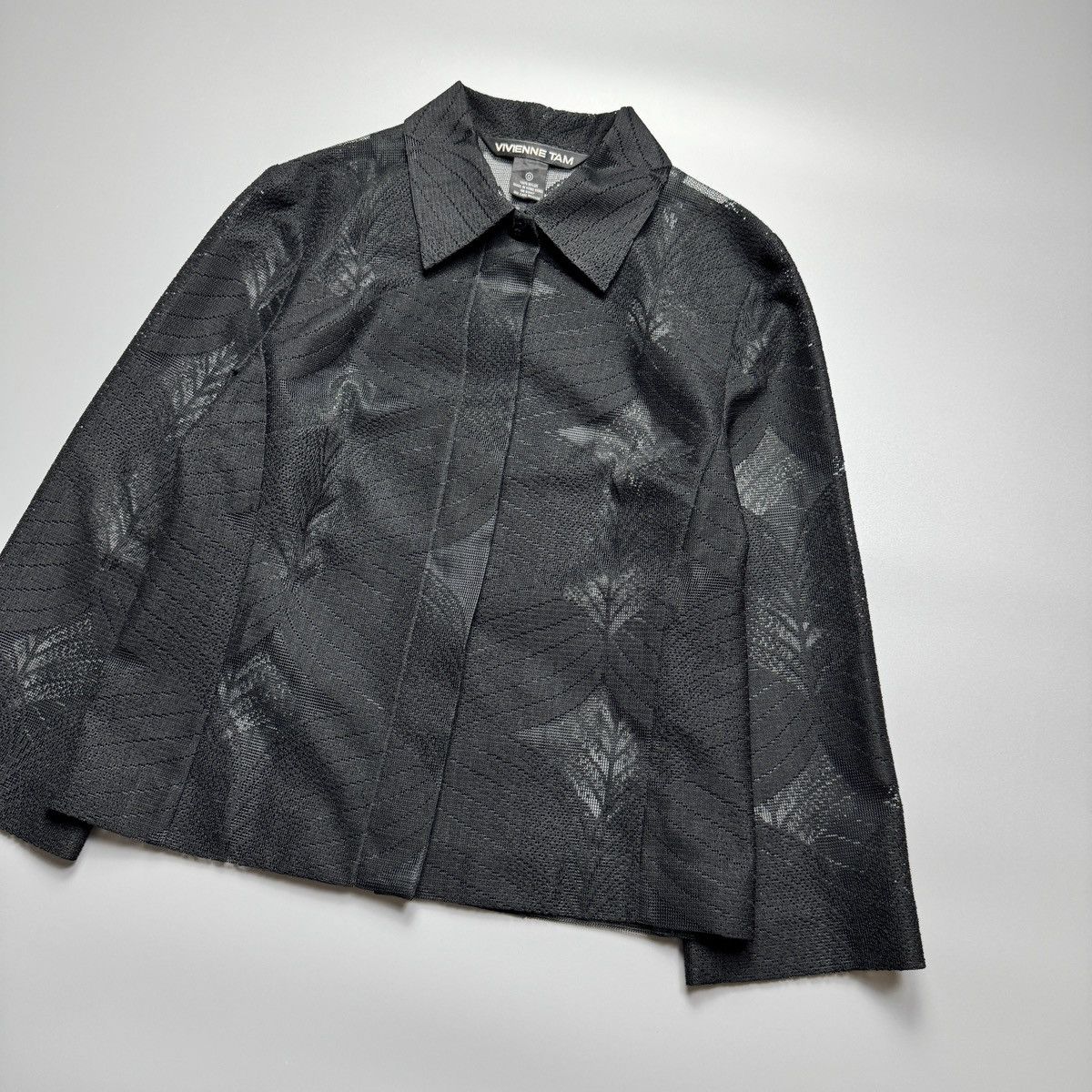 Vivienne Tam Vivienne Tam - Black See Through Leaf Design - Longsleeve Size XS / US 0-2 / IT 36-38 - 2 Thumbnail