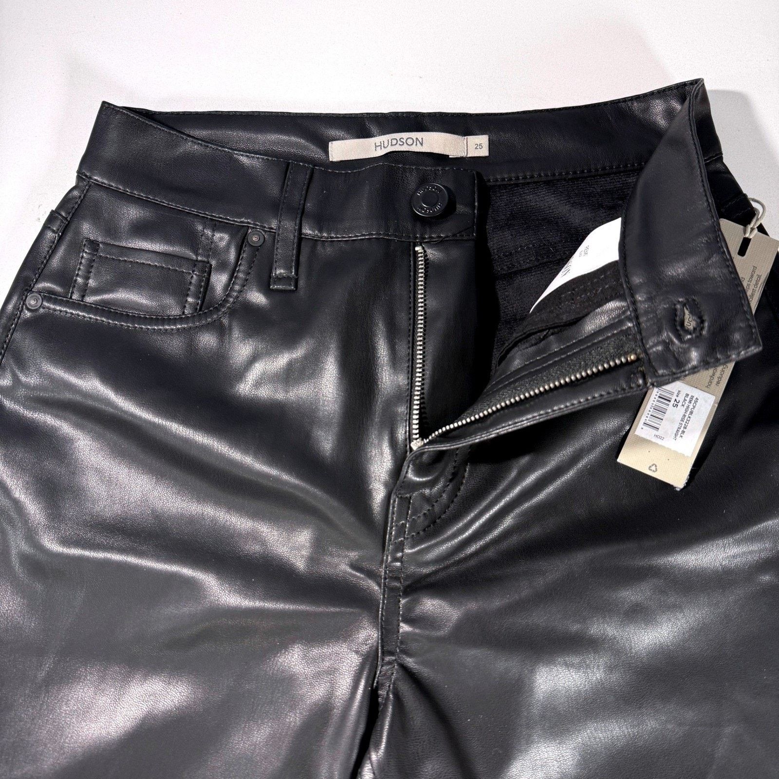 Hudson Hudson Remi High-Rise Black Vegan-Friendly Leather Pants Size 25" / US 0 / IT 36 - 6 Thumbnail