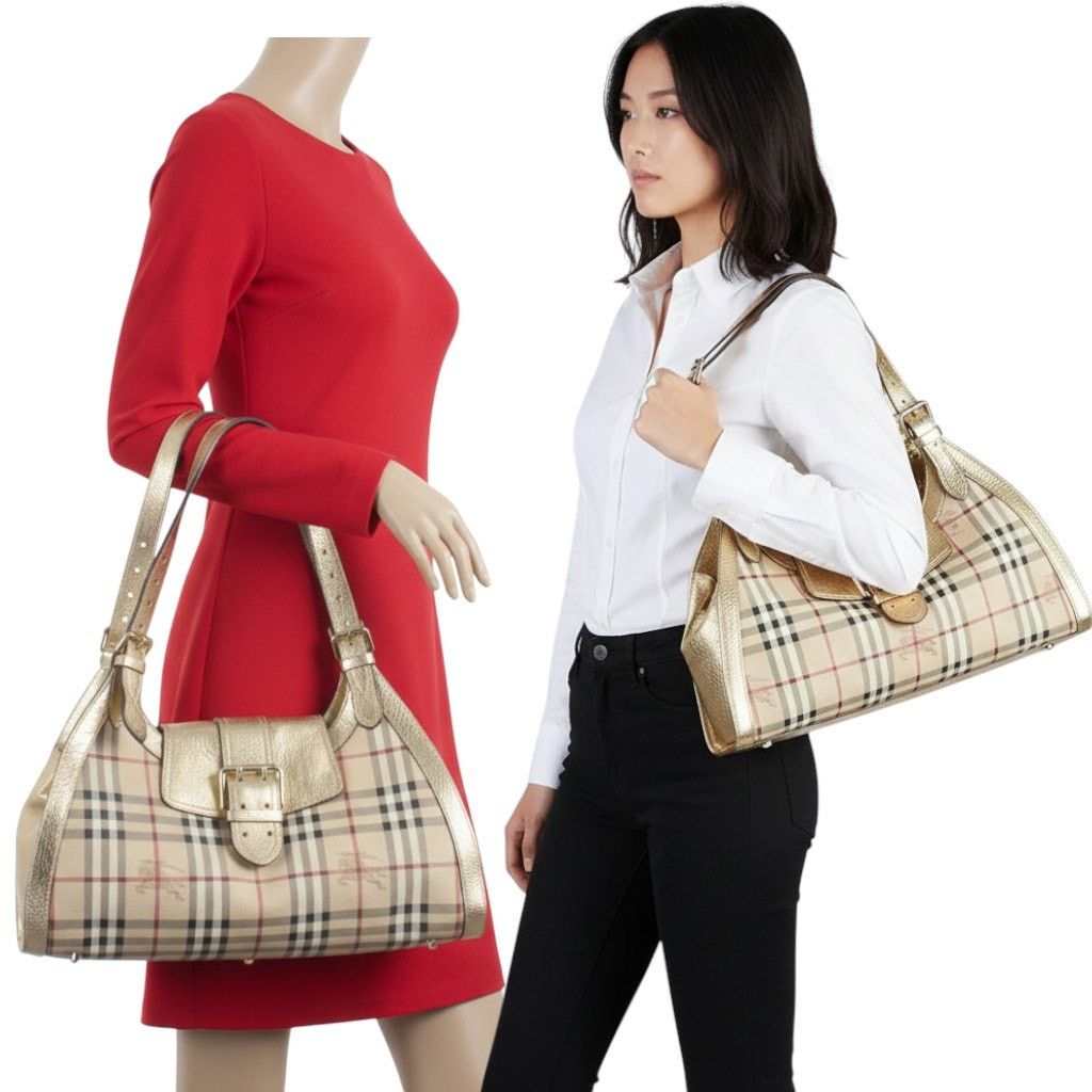 Burberry Burberry Burberry Haymarket Check Gold Coated Bag Size ONE SIZE - 2 Thumbnail