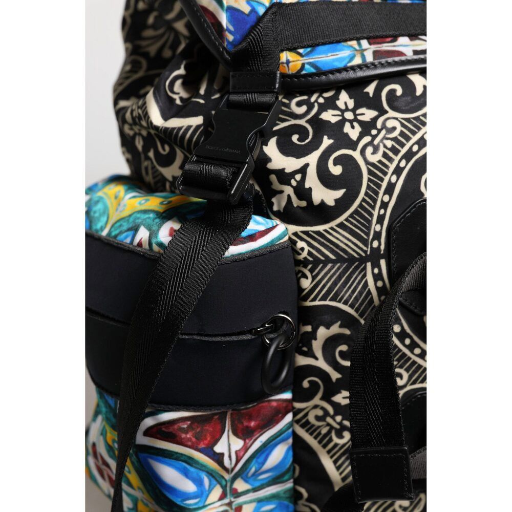 Dolce & Gabbana Dolce & Gabbana Multicolor Maiolica Print Nylon Backpack Bag Size ONE SIZE - 8 Thumbnail