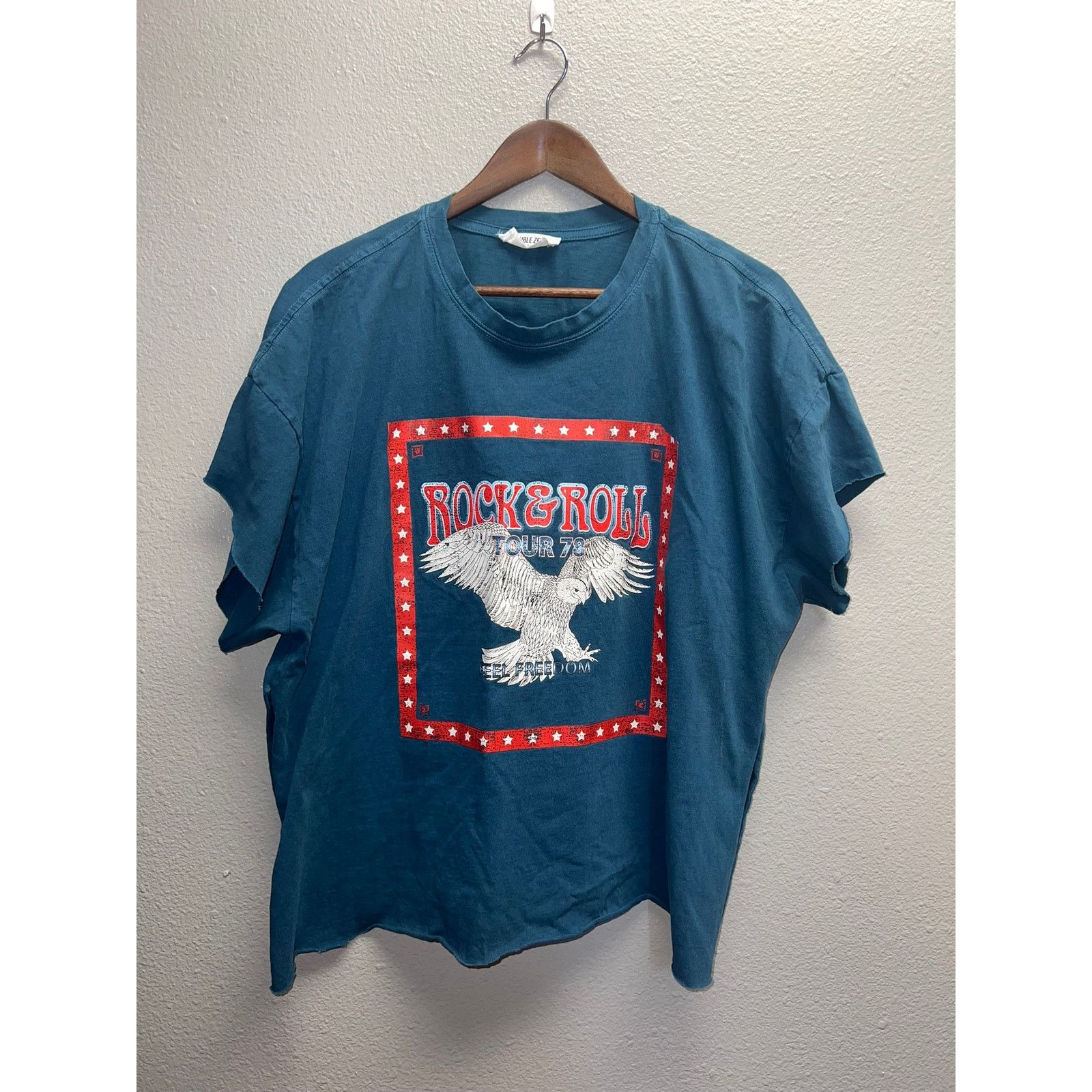Vintage Womens Rock & Roll Top Shirt Vintage Style Eagle Blue Tee M Size M / US 6-8 / IT 42-44 - 1 Thumbnail