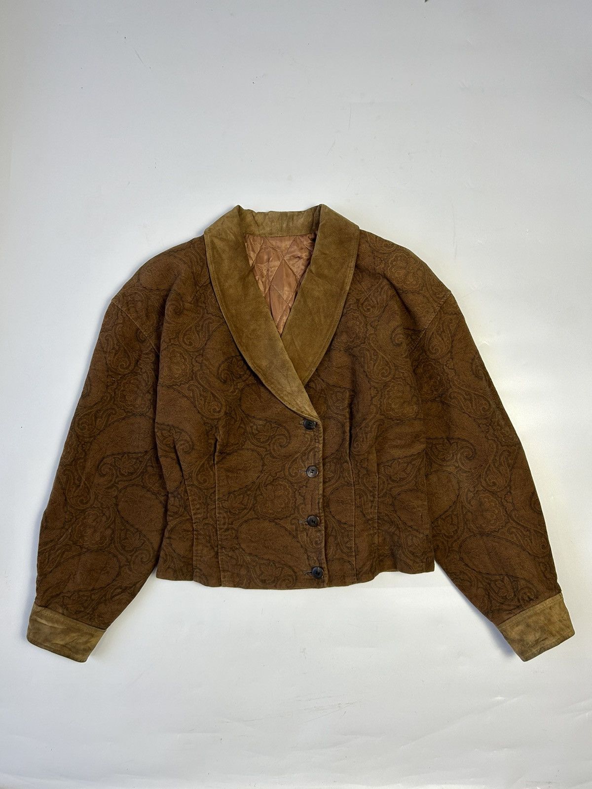 Japanese Brand × Seditionaries × Vintage CHRISTIAN AUJARD CROP BROWN SUEDE JACKET Size ONE SIZE - 1 Thumbnail