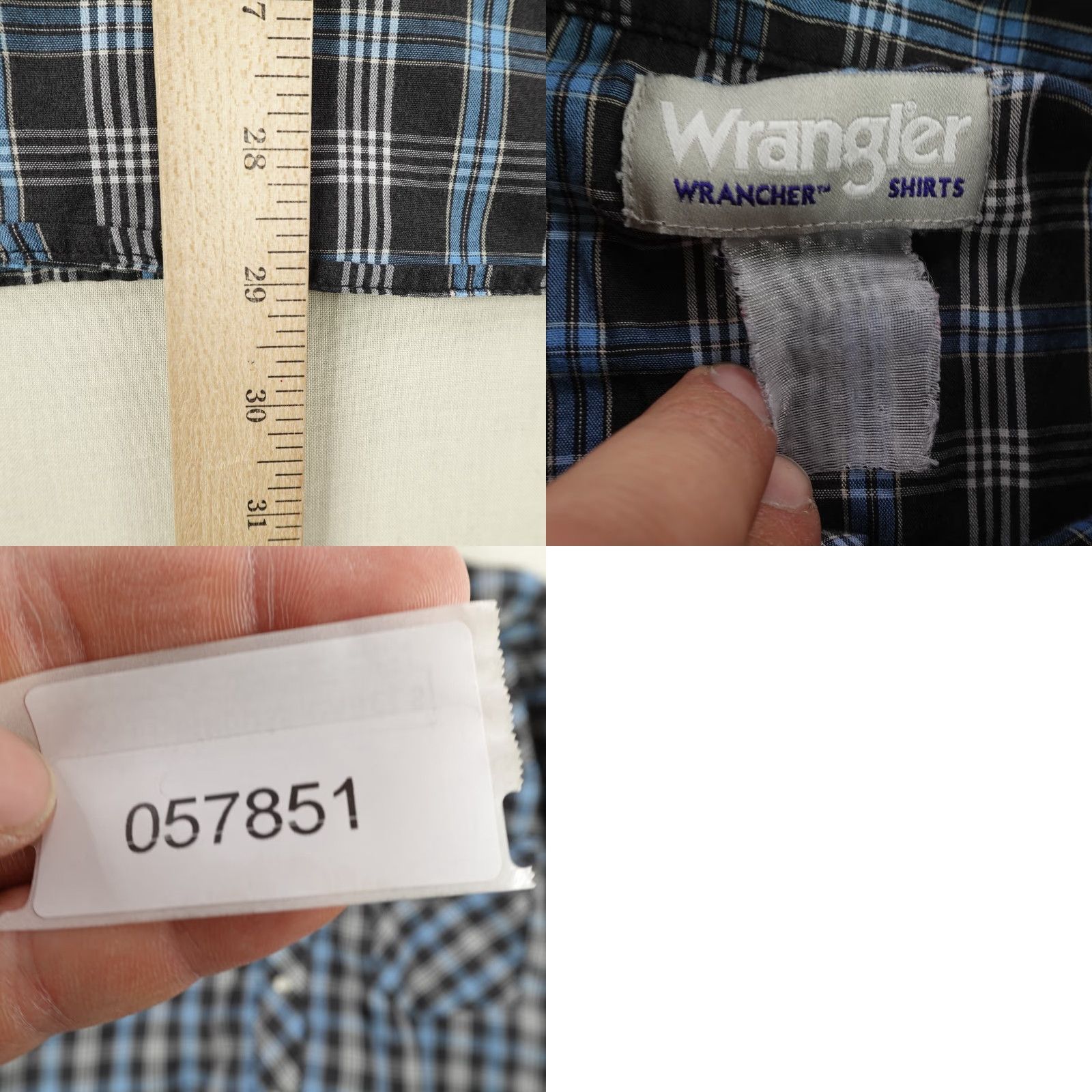 Wrangler VINTAGE Wrangler Shirt Mens XL Blue Plaid Western Pearl Snap Wrancher Slanted Pocket Size US XL / EU 56 / 4 - 8 Thumbnail