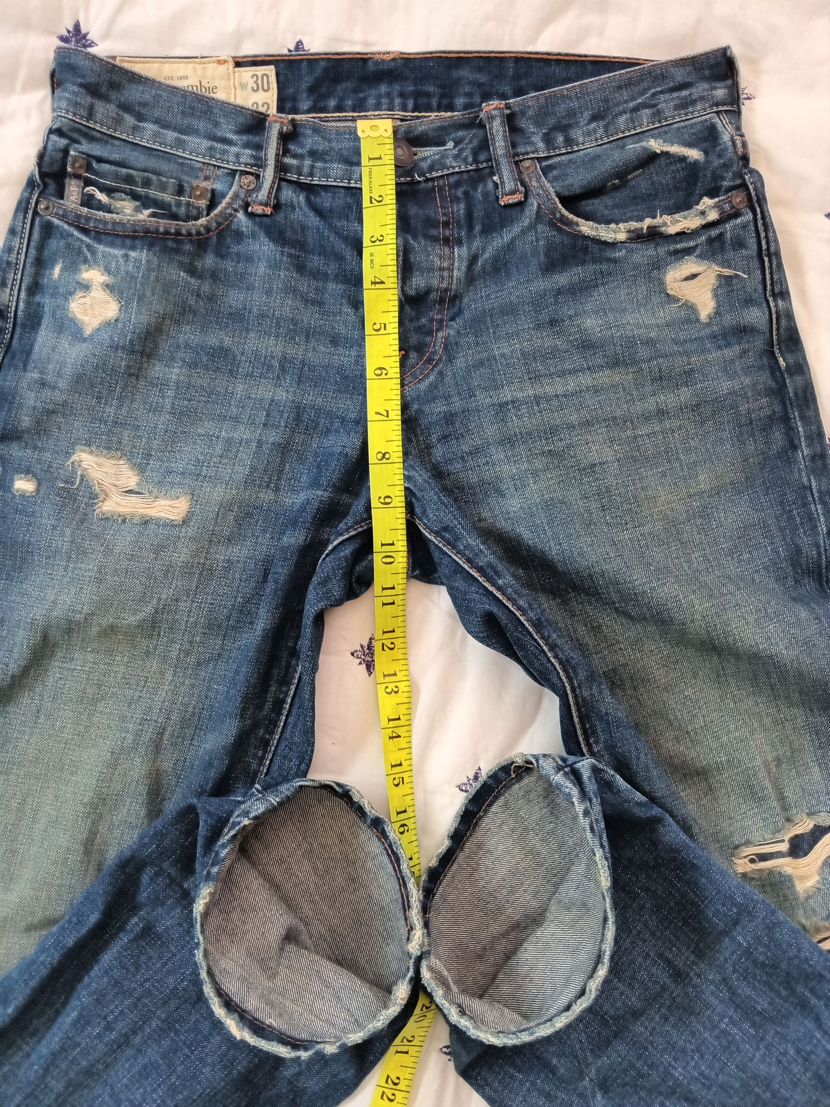 Abercrombie & Fitch × Japanese Brand A&F Classic Straight Ripped Distressed Jeans Pants Size US 32 / EU 48 - 4 Thumbnail
