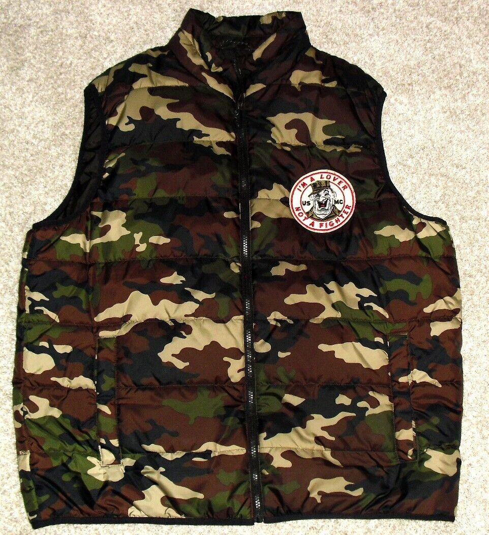 image of Unkwn Usmc Marines Mens Camo Vest Full Zip Jacket Coat Sz. XL New