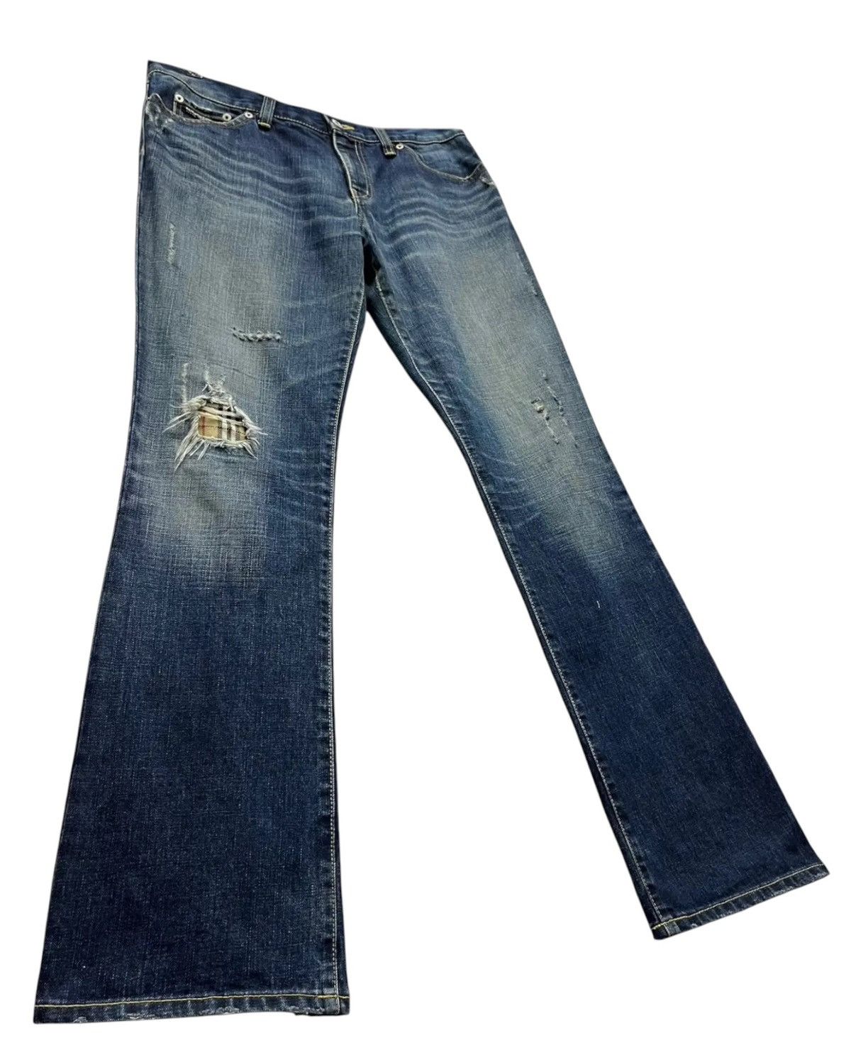 Black Label Burberry Black Label Nova Check Distressed Flare Denim Size US 32 / EU 48 - 8 Thumbnail