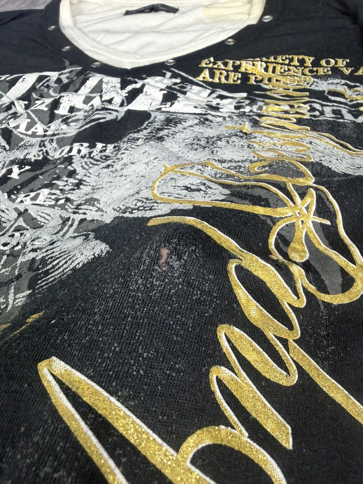 KMRii 2xBundle y2k Double Layer Collins Poem Long Sleeve Size US L / EU 52-54 / 3 - 4 Thumbnail