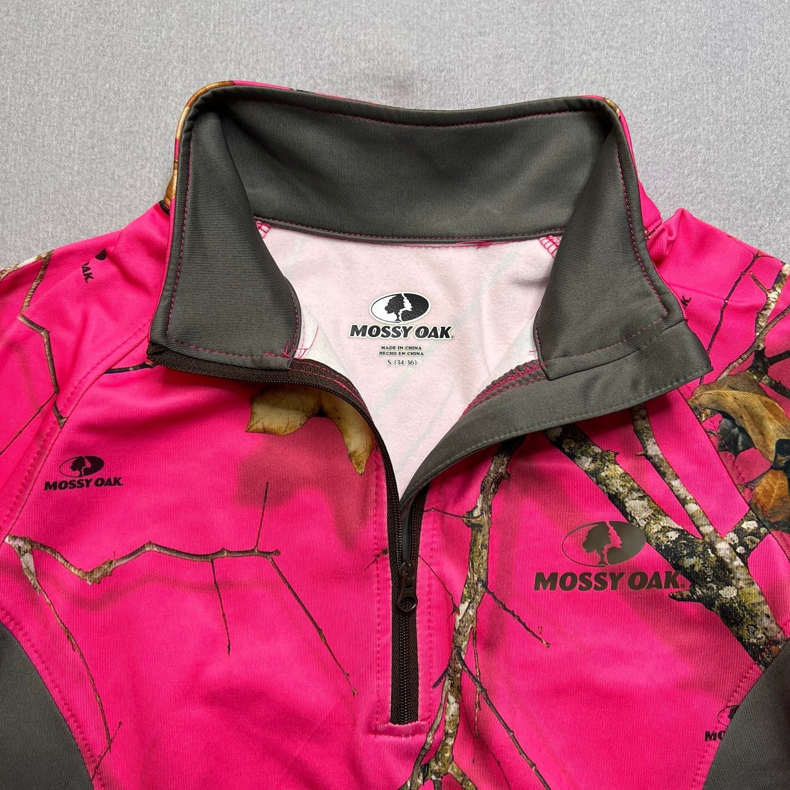 Mossy Oaks Mossy Oak Women Small Pink Camo Quarter Zip Hunting Pullover Size S / US 4 / IT 40 - 2 Thumbnail