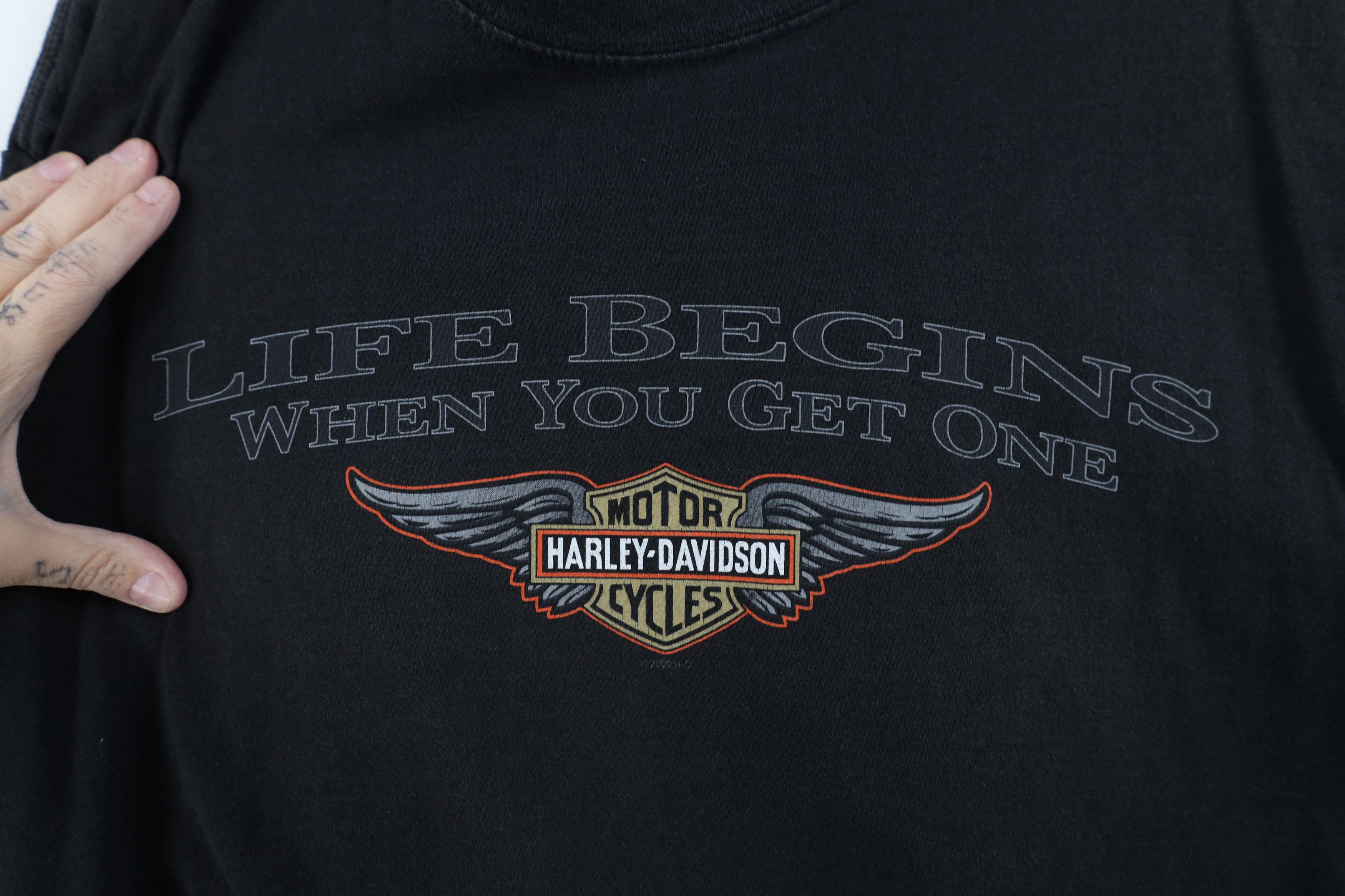Harley Davidson Vintage Y2K Harley Davidson Faded Spell Out T-Shirt Black Size US XXL / EU 58 / 5 - 4 Thumbnail