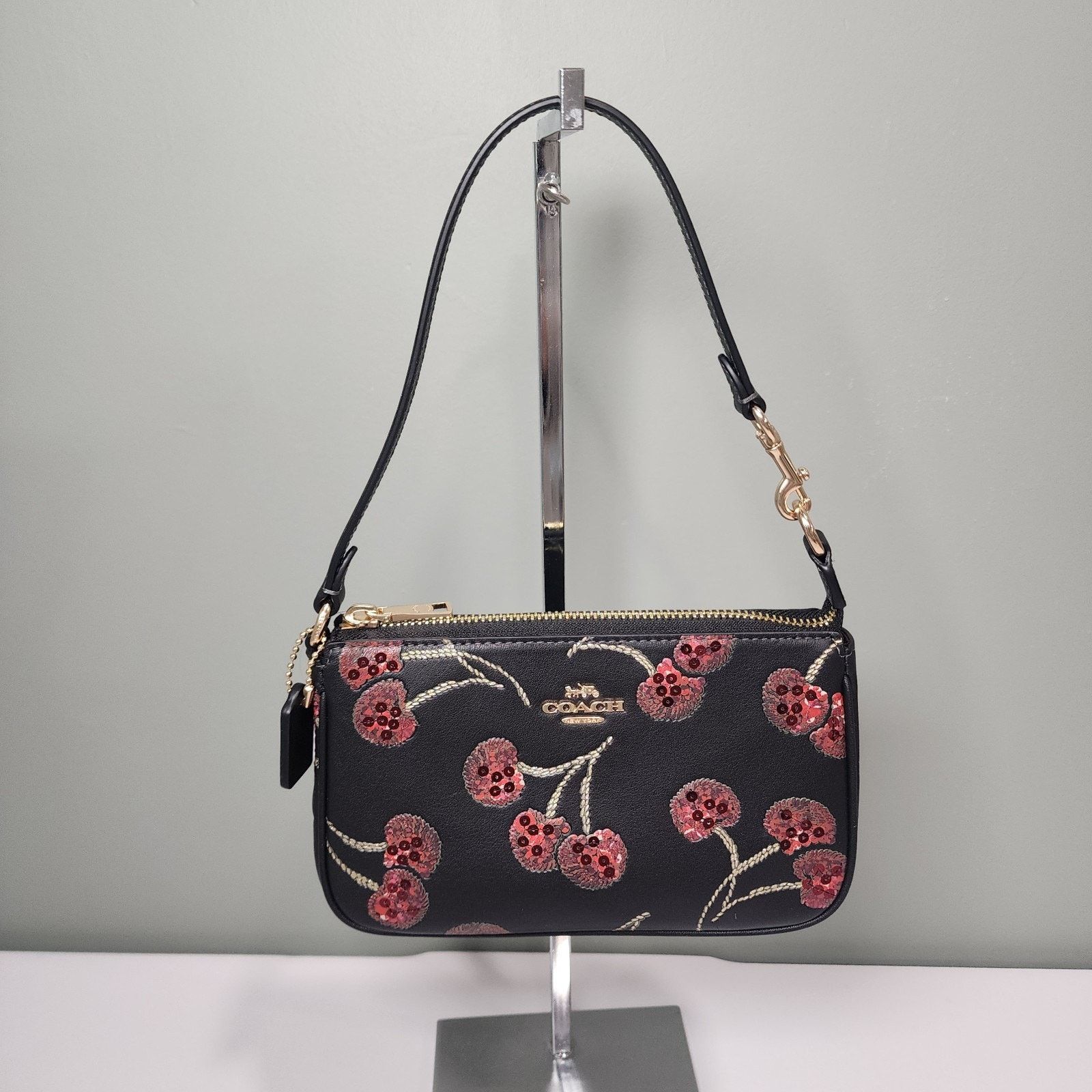 Coach NWT COACH CCZ21 Nolita 19 With Cherry Print Gold/Black Multi Size ONE SIZE - 1 Thumbnail