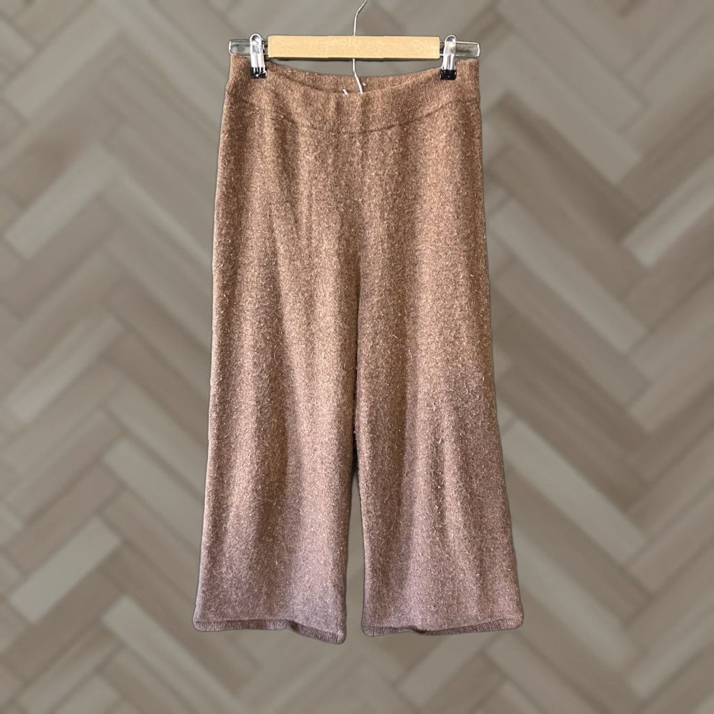 Vintage Jenni Kayne Womens Cropped Sweatpants Fleece Brown Knitted Size XS Size 26" / US 2 / IT 38 - 1 Thumbnail