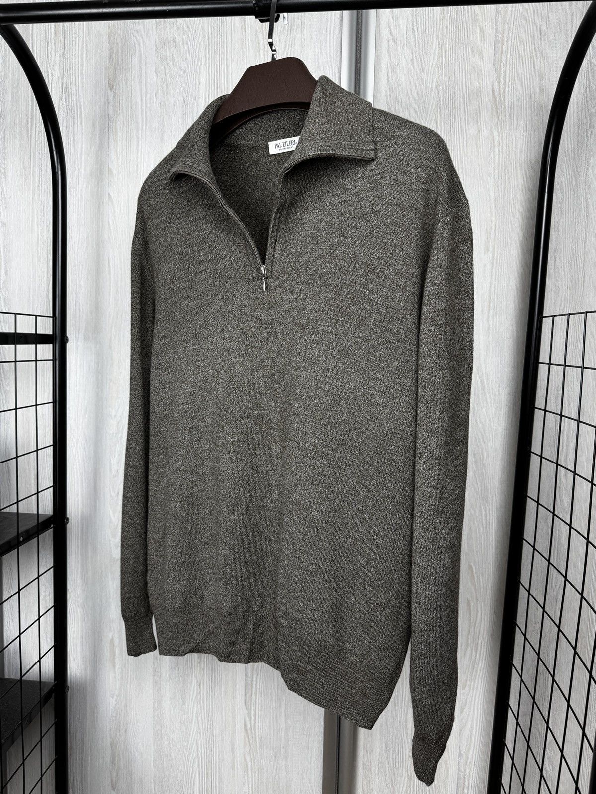 Pal Zileri Pal Zileri Wool Cashmere grey-brown 1/4 zip pullover sweater Size US L / EU 52-54 / 3 - 5 Thumbnail