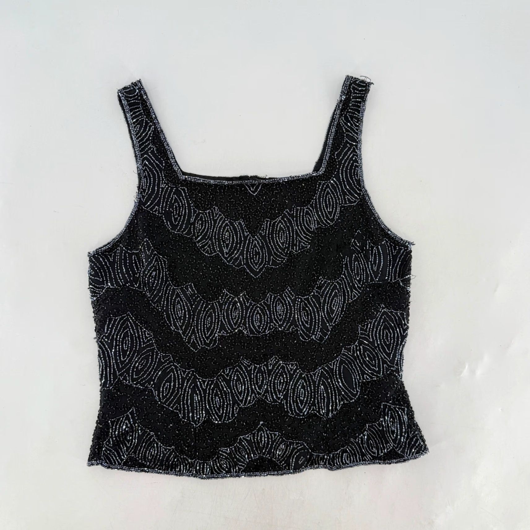 Vintage DRESSBARN COLLECTION Black Beaded Tank Top Sleeveless Evening Party Medium Size M / US 6-8 / IT 42-44 - 4 Thumbnail