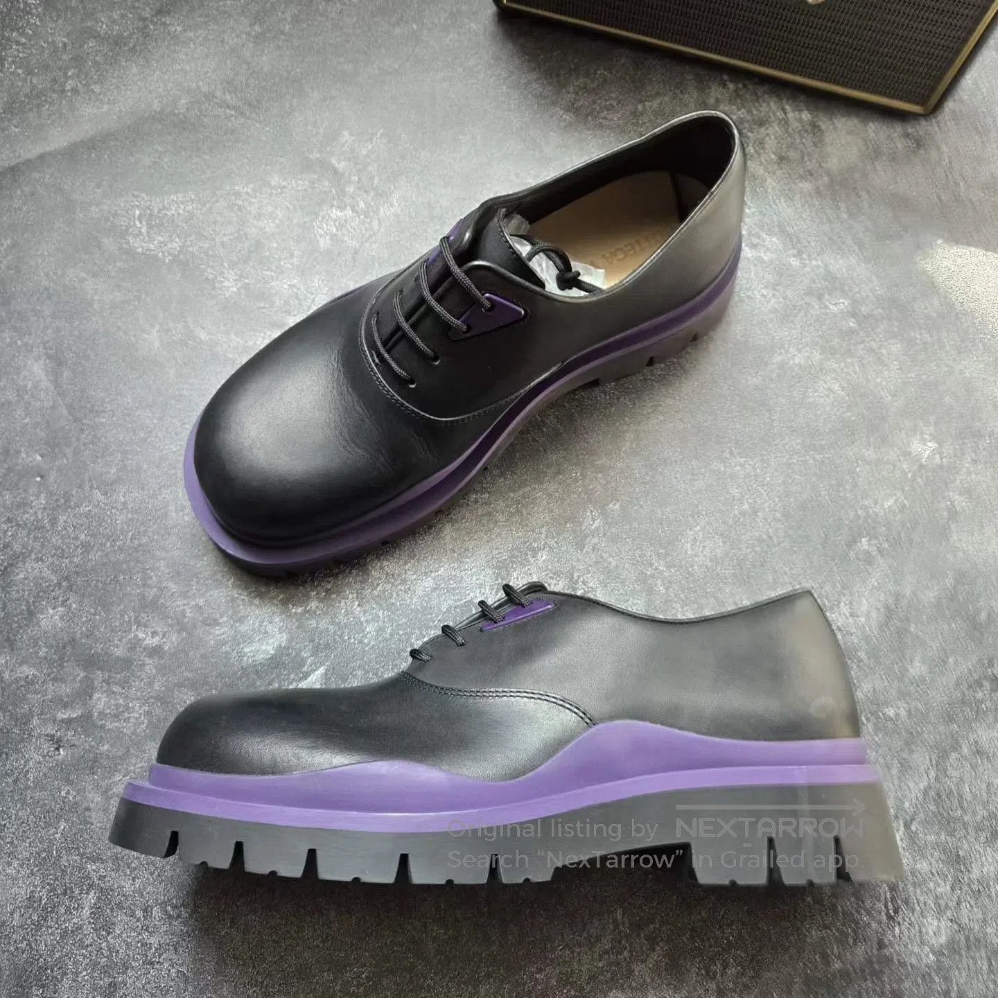 Bottega Veneta Bottega Veneta Bottega Veneta Black and Purple Derby Shoes Size US 8 / EU 41 - 4 Thumbnail