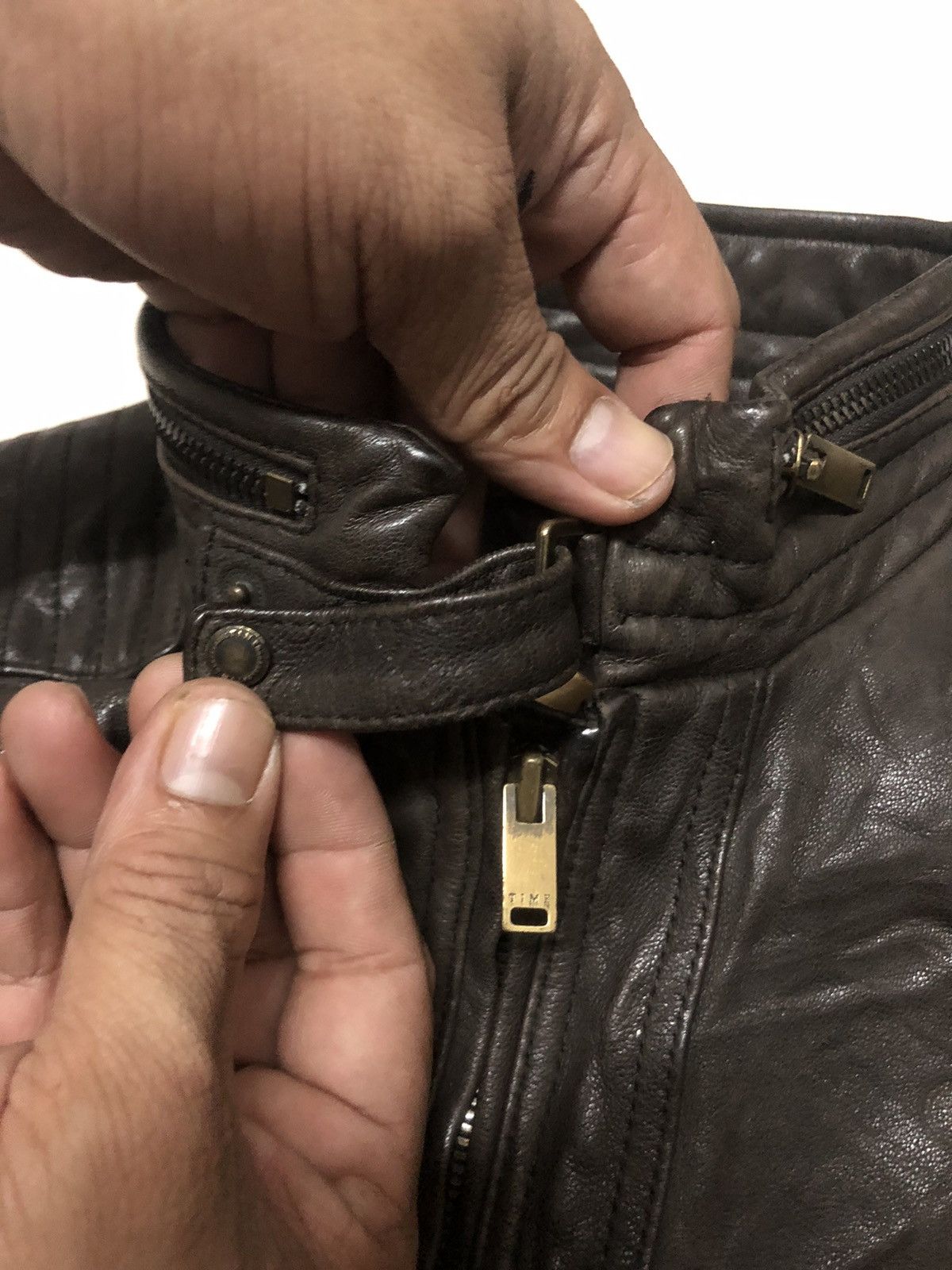 TIME HOMME Vtg leather jacket moto time homme Size US M / EU 48-50 / 2 - 11 Thumbnail