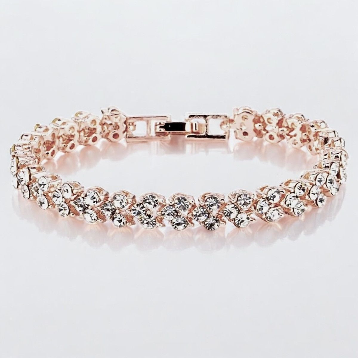 Other Rose Gold Plated Cubic Zirconia Stones Tennis Bracelet Size ONE SIZE - 6 Thumbnail