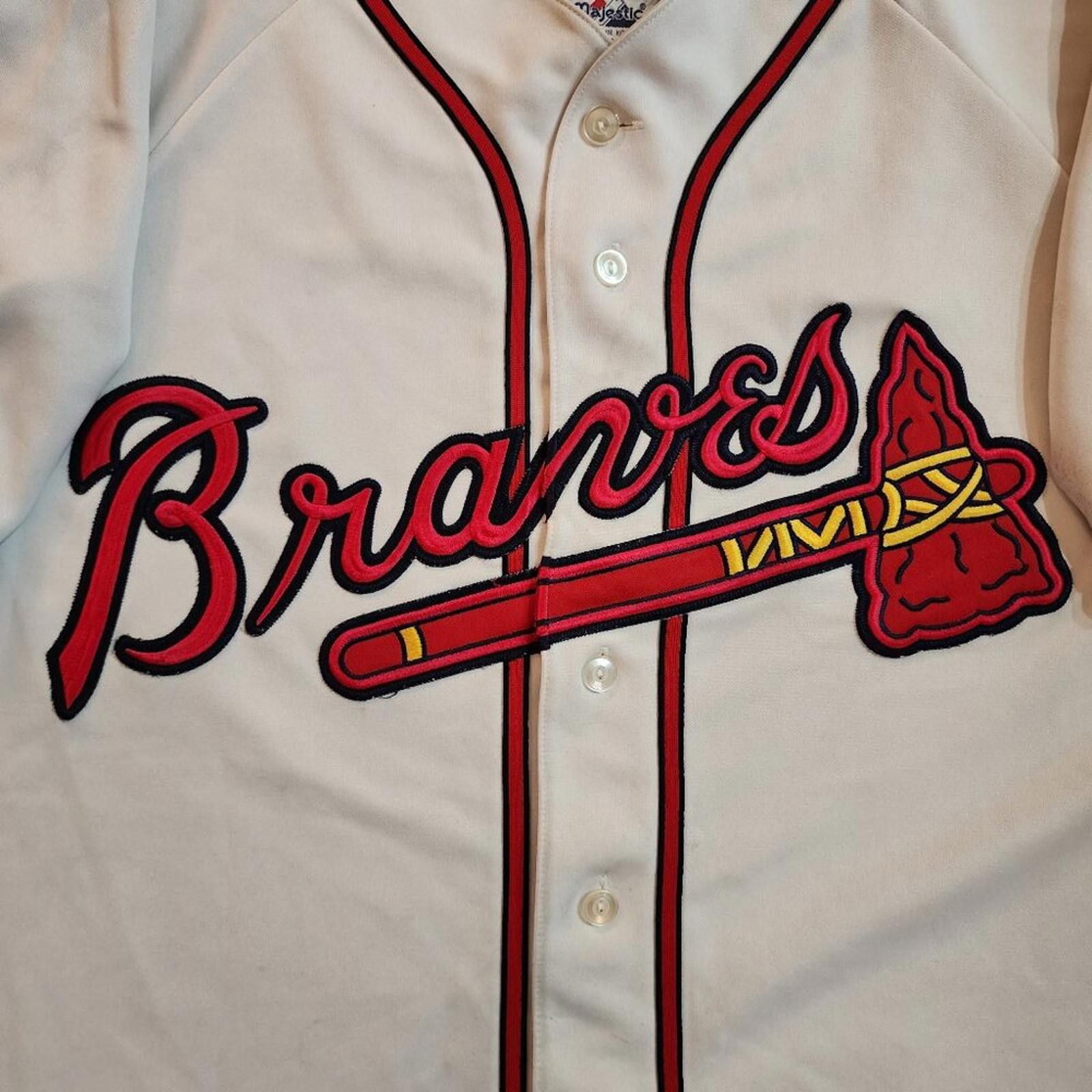 Majestic Vintage Atlanta Braves with tackle twill jersey. Majestic. Size US L / EU 52-54 / 3 - 4 Thumbnail