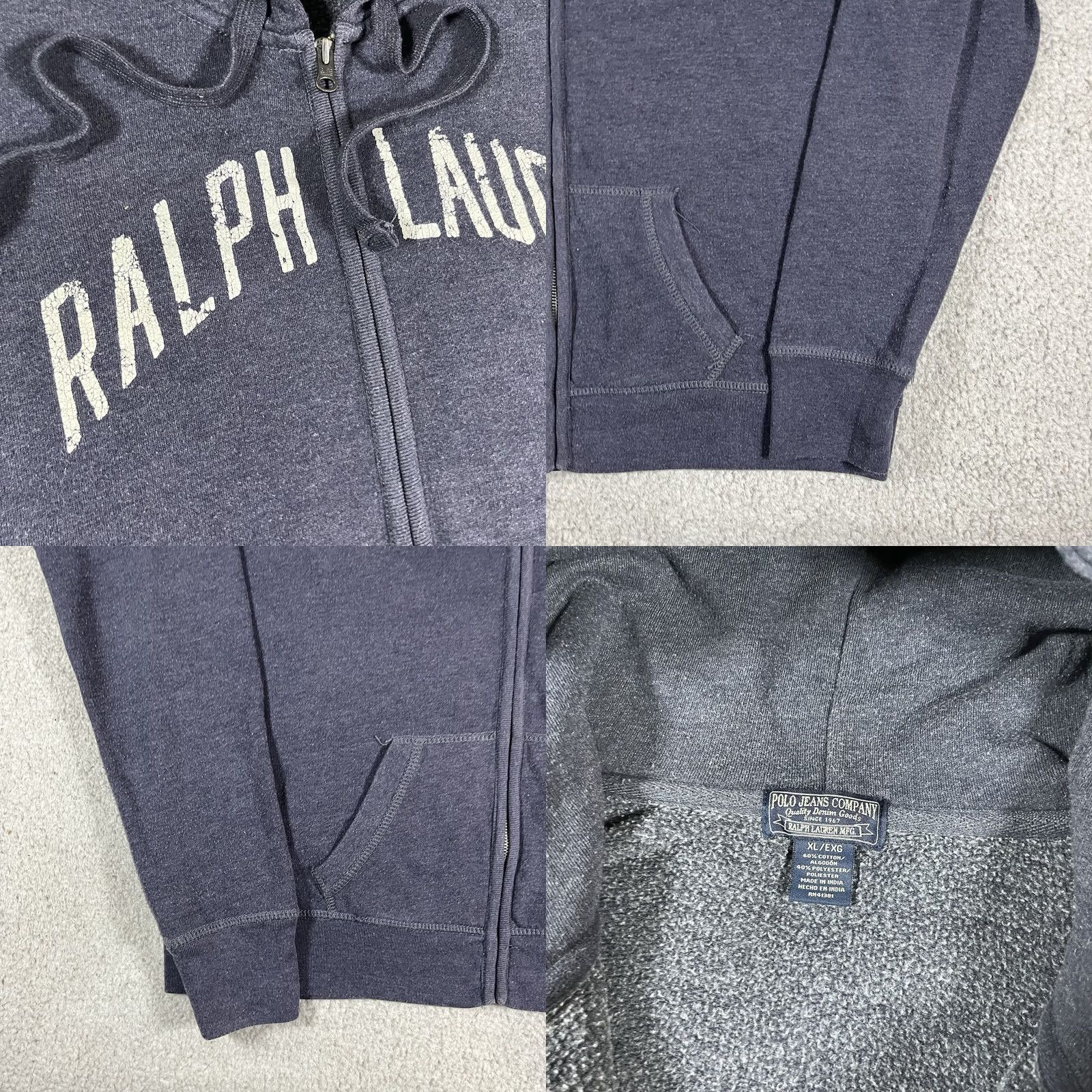 Polo Ralph Lauren VINTAGE Polo Ralph Lauren Hoodie Mens XL Full Zip Sweatshirt Y2K 67 Blue Size US XL / EU 56 / 4 - 8 Thumbnail
