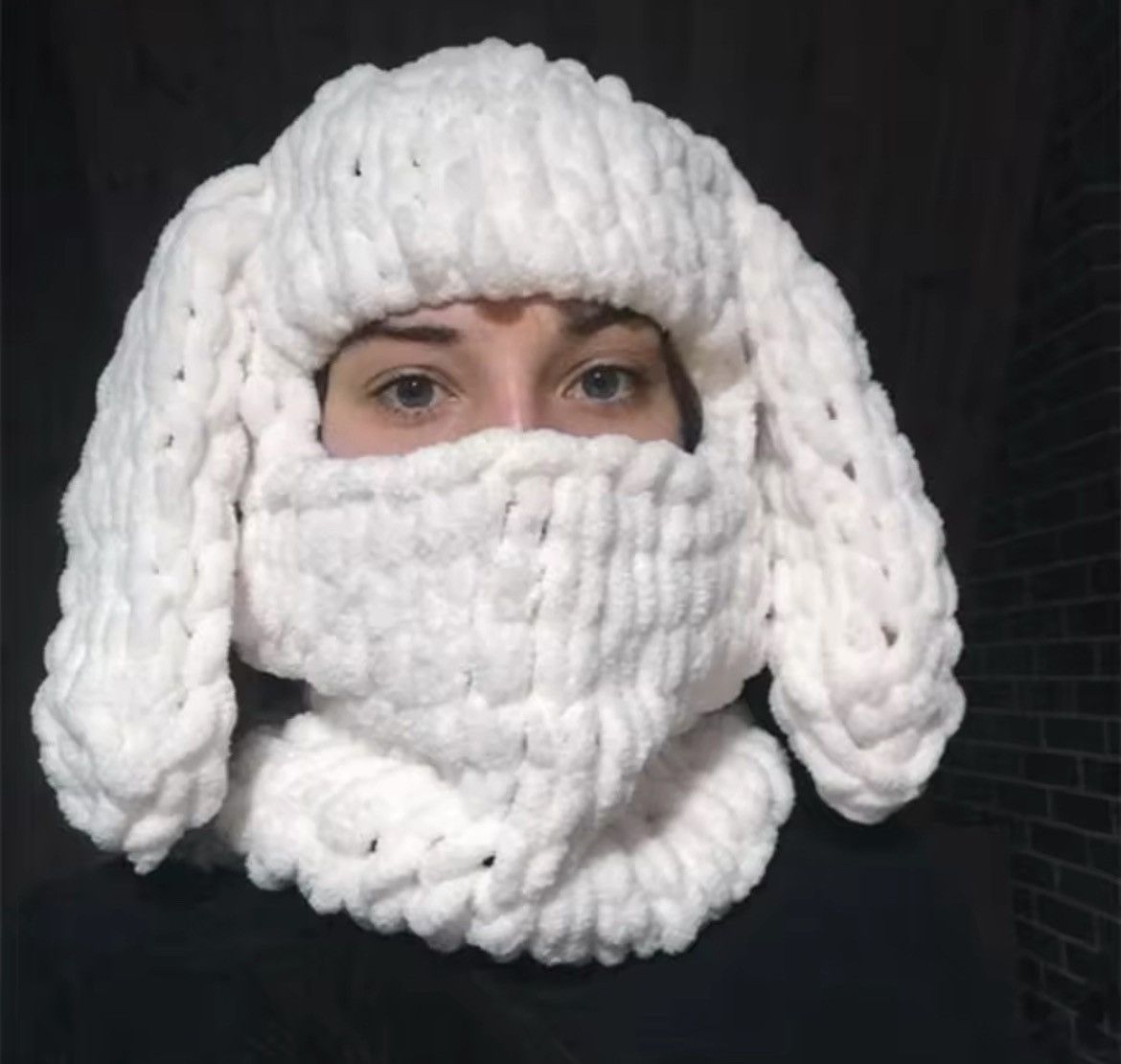 Japanese Brand White Plush Hat Bunny Ears Balaclava Size ONE SIZE - 3 Thumbnail