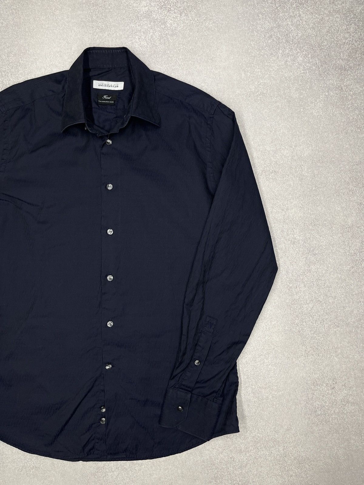 Versace × Versace Jeans Couture × Vintage Mens Versace Collection Navy Shirt Monogram Y2K Luxury Size US M / EU 48-50 / 2 - 3 Thumbnail