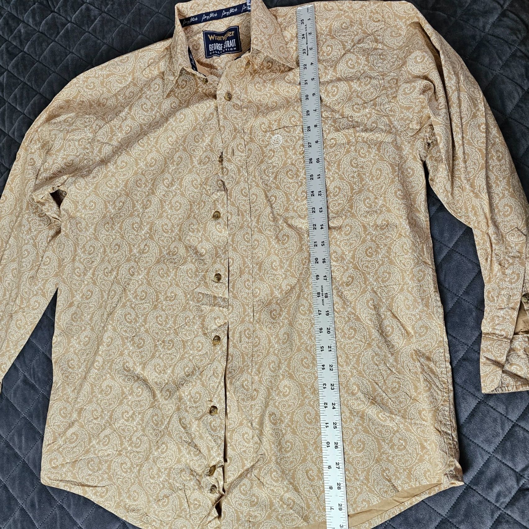 Wrangler Wrangler Shirt Button-Up George Strait Long Sleeve Brown Paisley M Men Casual Western Shirt Size US M / EU 48-50 / 2 - 7 Thumbnail