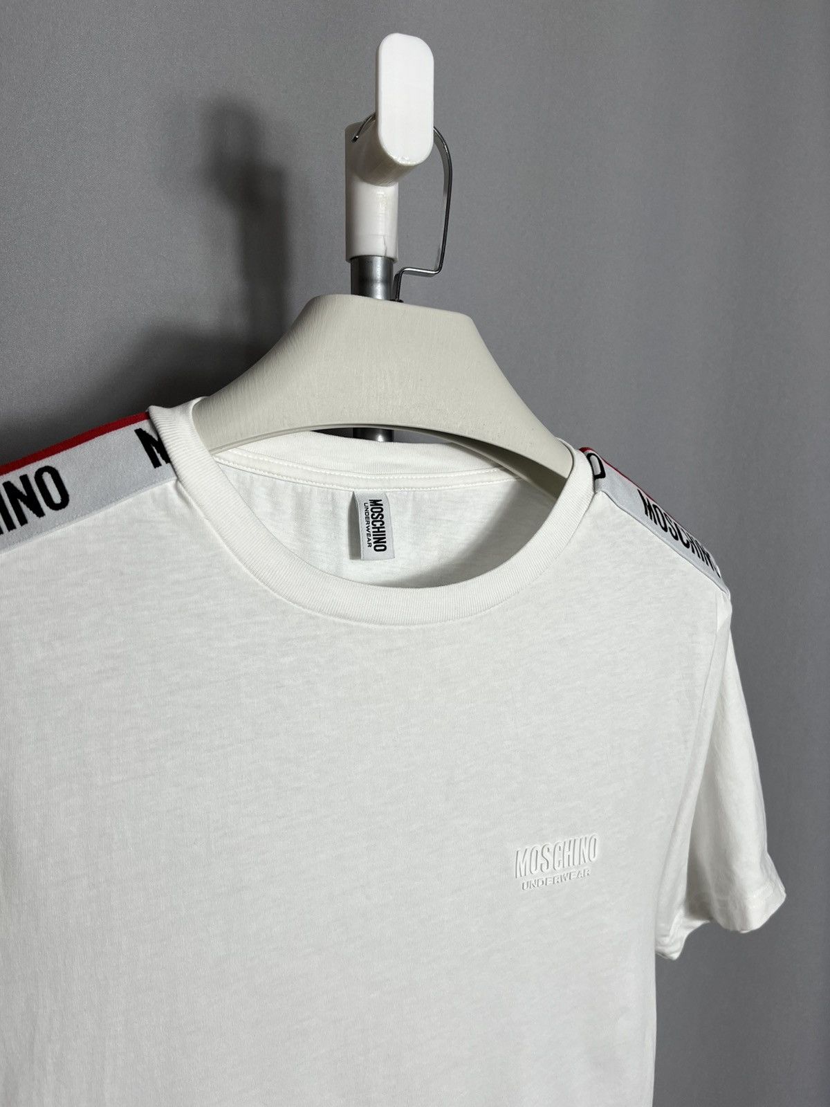 Moschino Moschino T-Shirt White Tape Logo cotton mens short sleeve Size US M / EU 48-50 / 2 - 2 Thumbnail