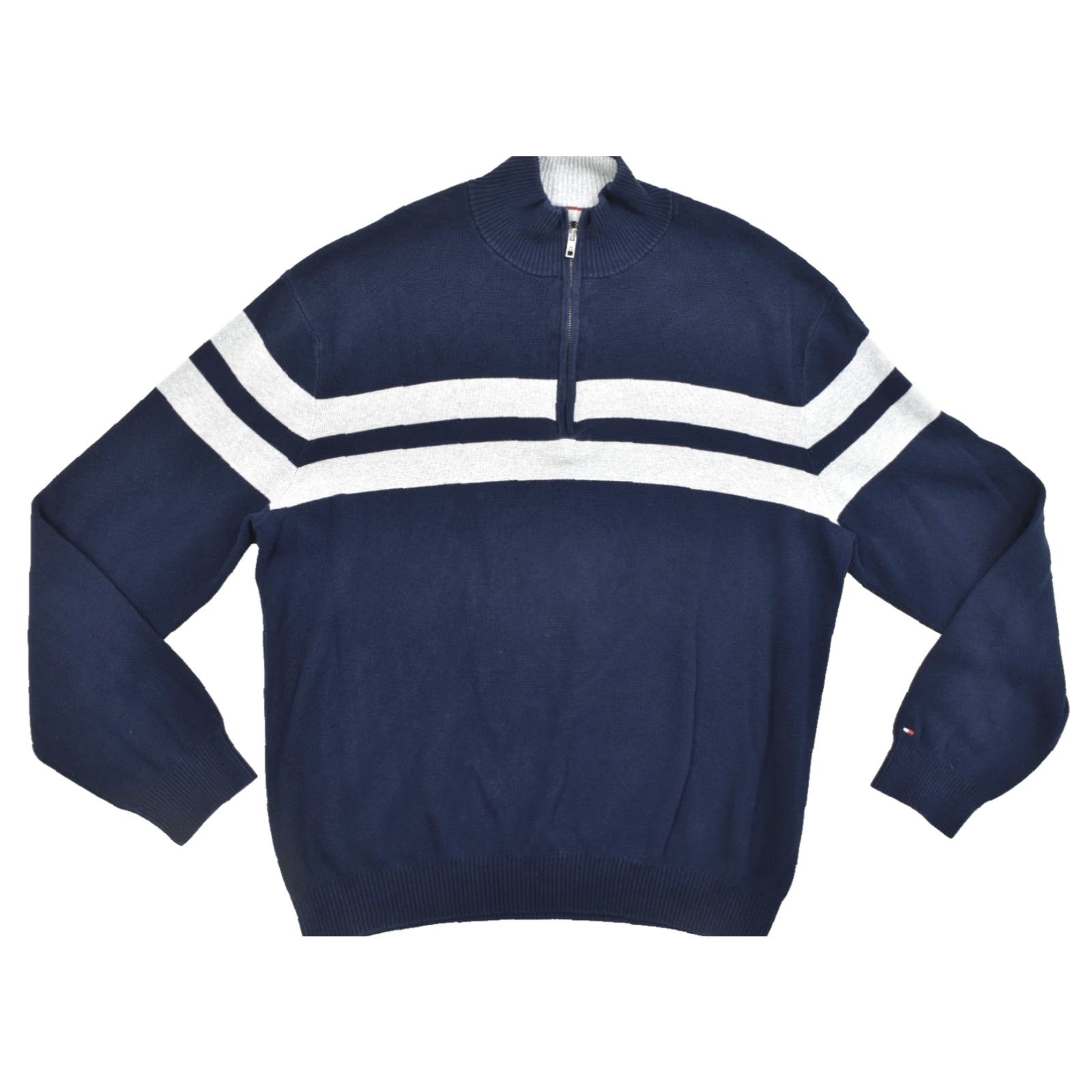Tommy Hilfiger Tommy Hilfiger Men's XXL Navy 1/4 Zip Pullover Sweatshirt Sweater Knit Mock Neck Logo Long Sleeve Cotton Pullover Winter Fall Spring Casual Size US XXL / EU 58 / 5 - 2 Thumbnail