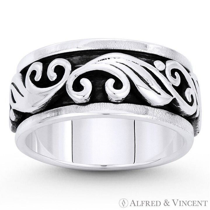 Other Swirl Pattern "Wind Gust" Men's Ring in .925 Sterling Silver Size ONE SIZE - 1 Preview