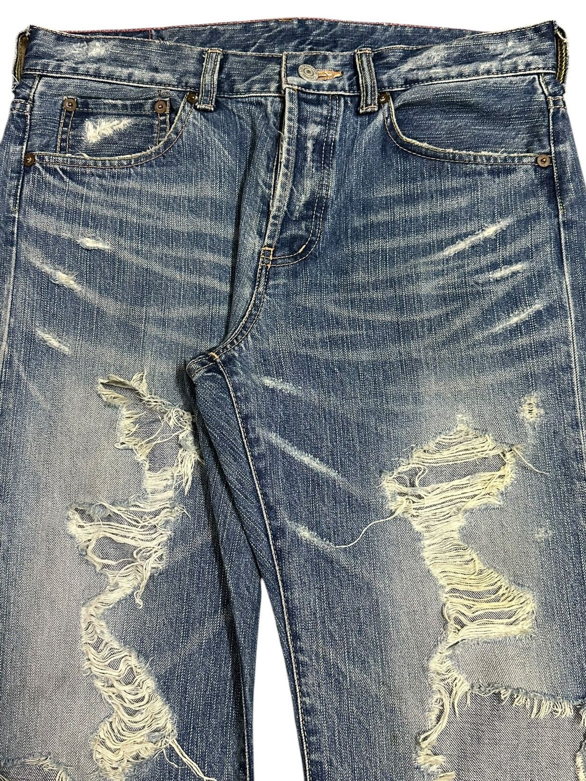 If Six Was Nine Vintage Japanese Brand Distressed Destroyer Faded Wash Jeans Size US 31 - 4 Thumbnail