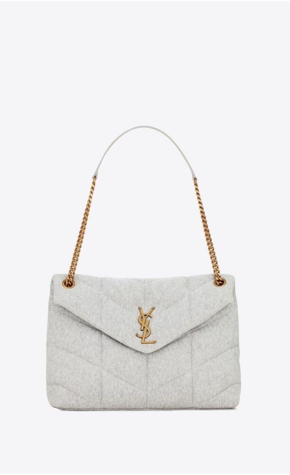 Saint Laurent Paris o1b1hav110724 Size: OS / Puffer Medium Chain Jersey Bag Grey Size ONE SIZE - 1 Thumbnail