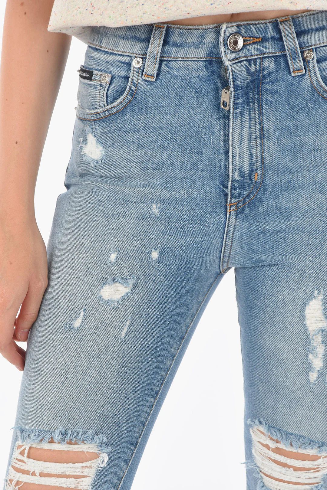 Dolce & Gabbana og1mm0426 Slim-Fit Distressed Jeans in Blue Size 30" / US 8 / IT 44 - 2 Thumbnail