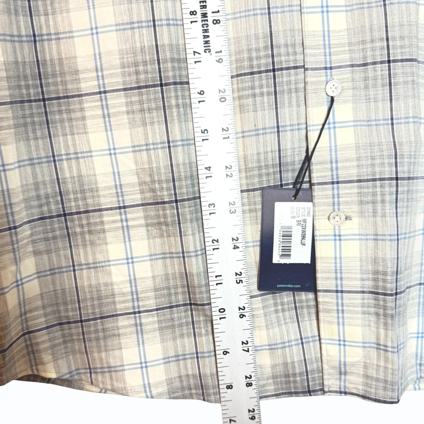 Peter Millar Crown Crafted Shirt Size M Flex Finish Plaid Gr