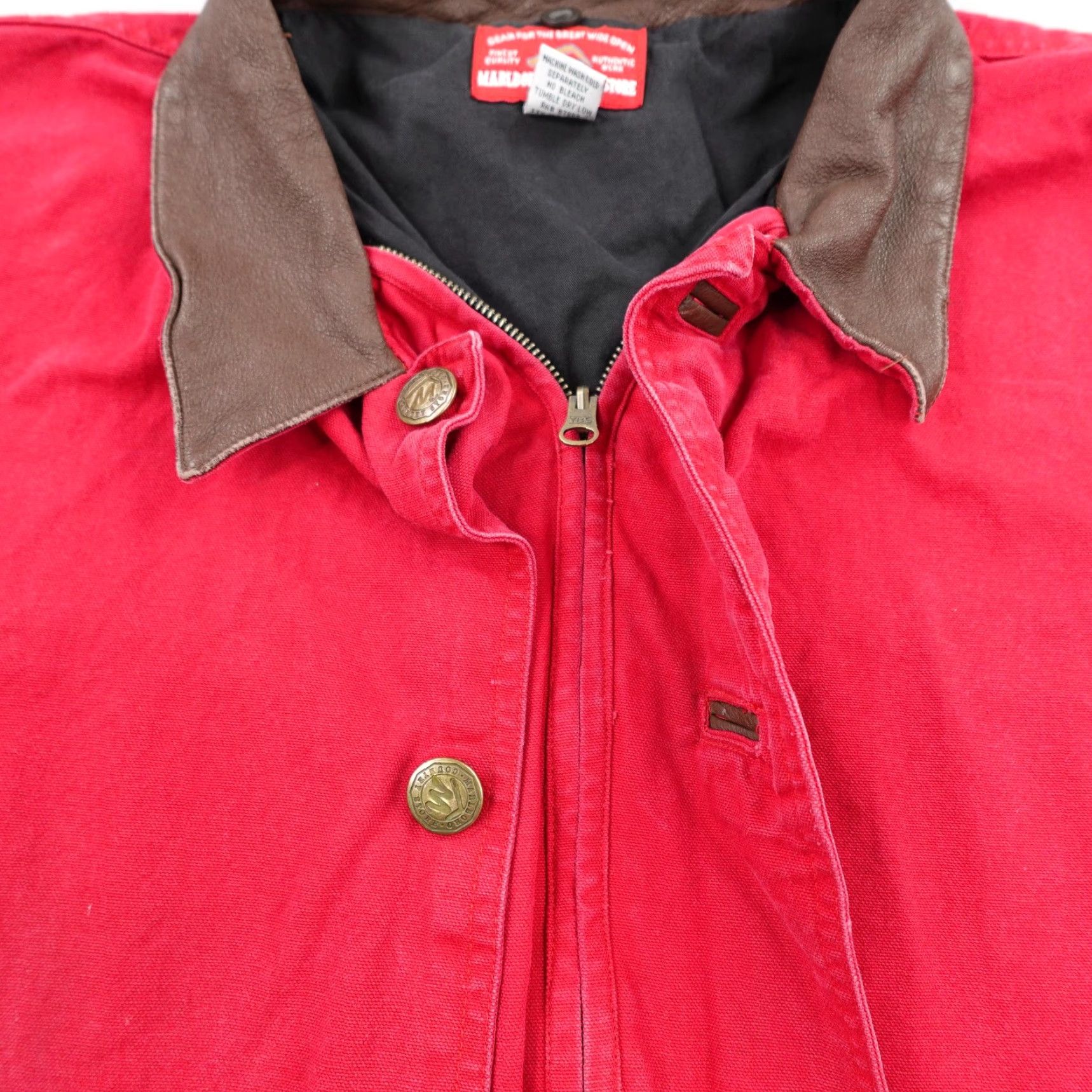 Marlboro VINTAGE Marlboro Country Store Jacket Mens XL Chore Barn Coat Leather Collar 90s Red Canvas Fall Winter Casual Mens Size US XL / EU 56 / 4 - 4 Thumbnail