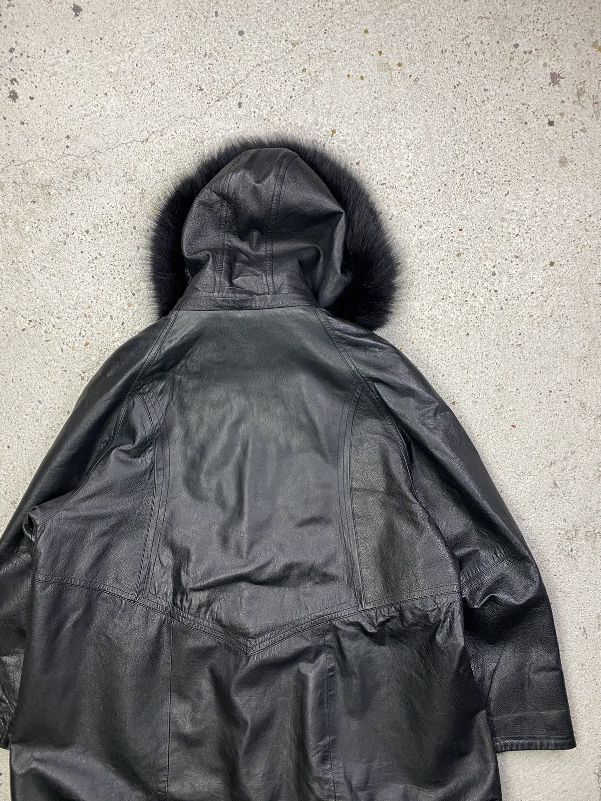 Vintage Vintage black leather cape coat fur hood avant garde archive Size XL / US 12-14 / IT 48-50 - 9 Thumbnail
