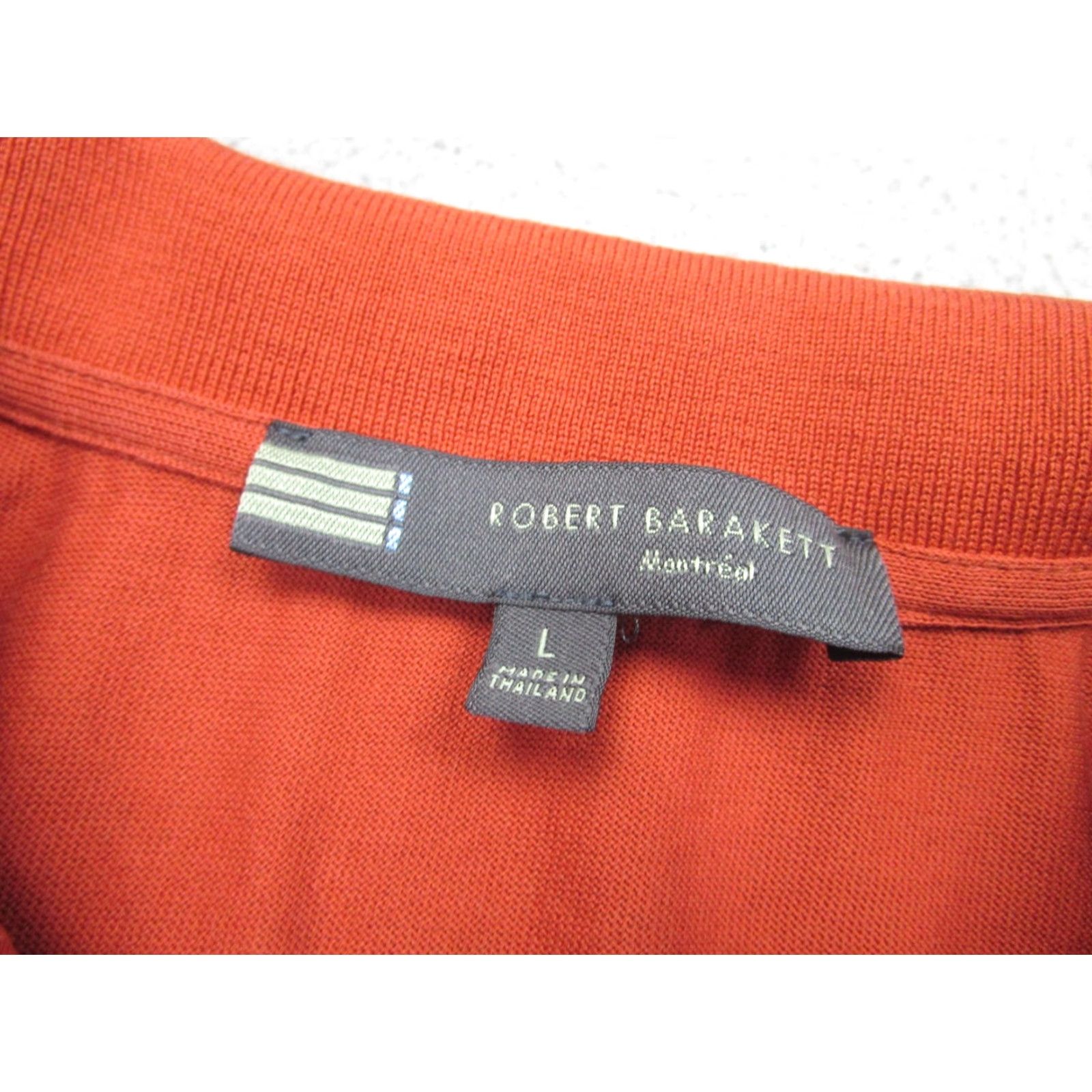 Vintage Robert Barakett 100% Pima Cotton Mens Large Orange Polo Shirt Long Sleeve Casual Size US L / EU 52-54 / 3 - 5 Thumbnail