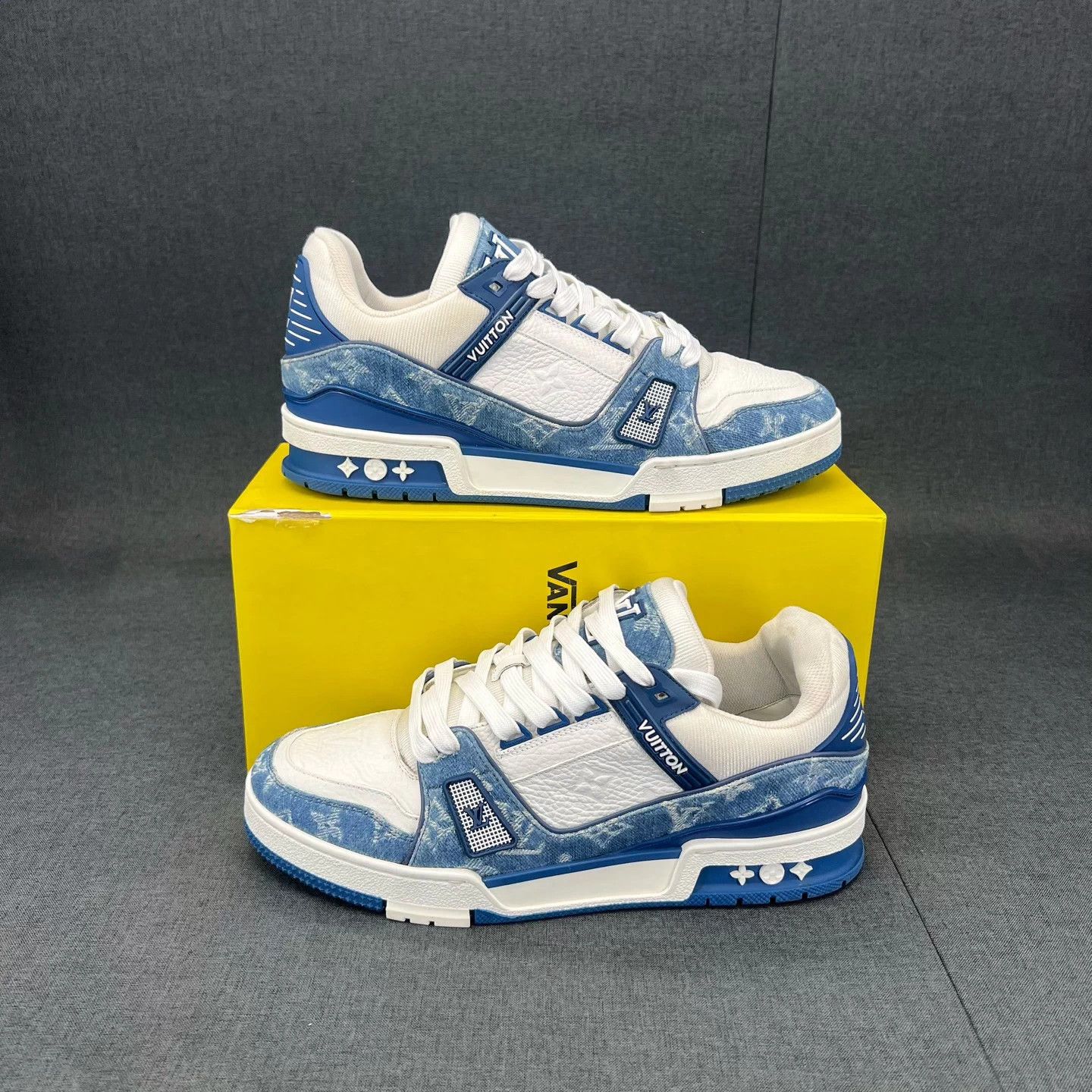 Louis Vuitton LV Trainer White Blue Denim US 7.5 New Size US 7.5 / EU 40-41 - 2 Thumbnail