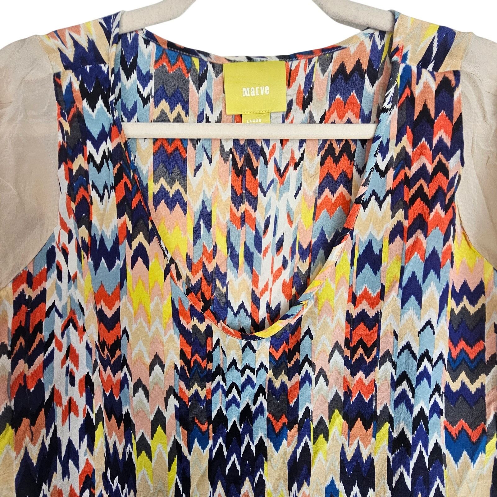 Anthropologie Anthropologie Maeve Womens Grafica Silk Geometric Blouse L Size L / US 10 / IT 46 - 3 Thumbnail