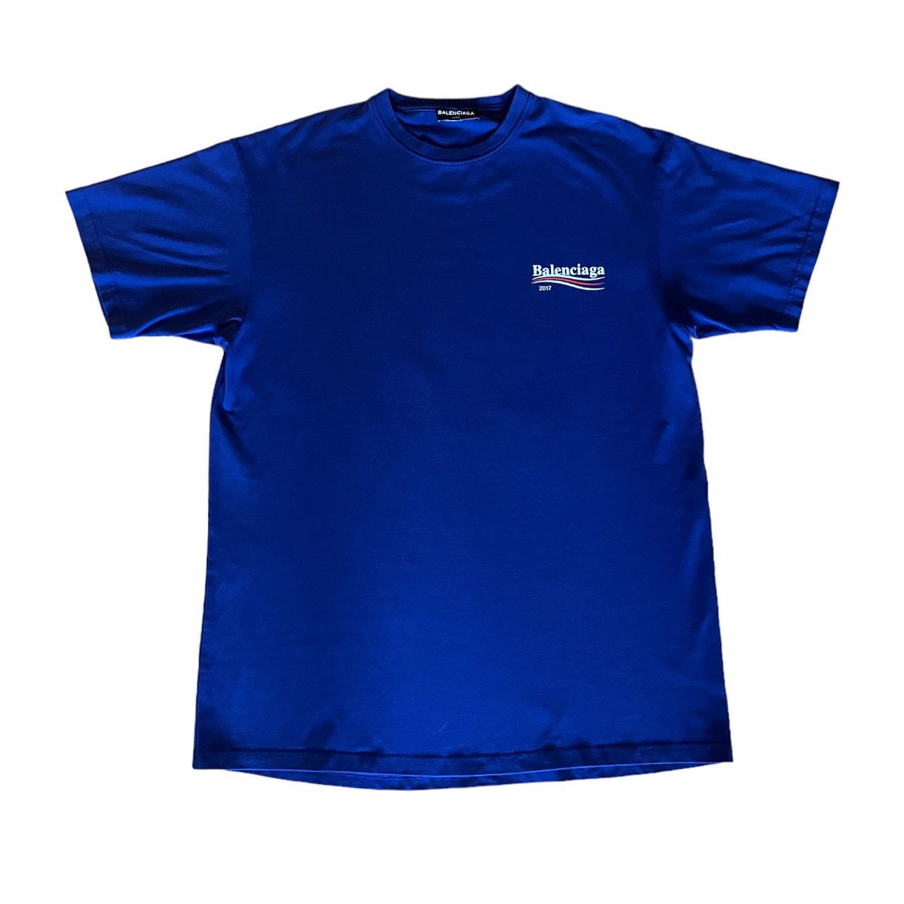 Blue Balenciaga 2017 Campaign Logo Tee