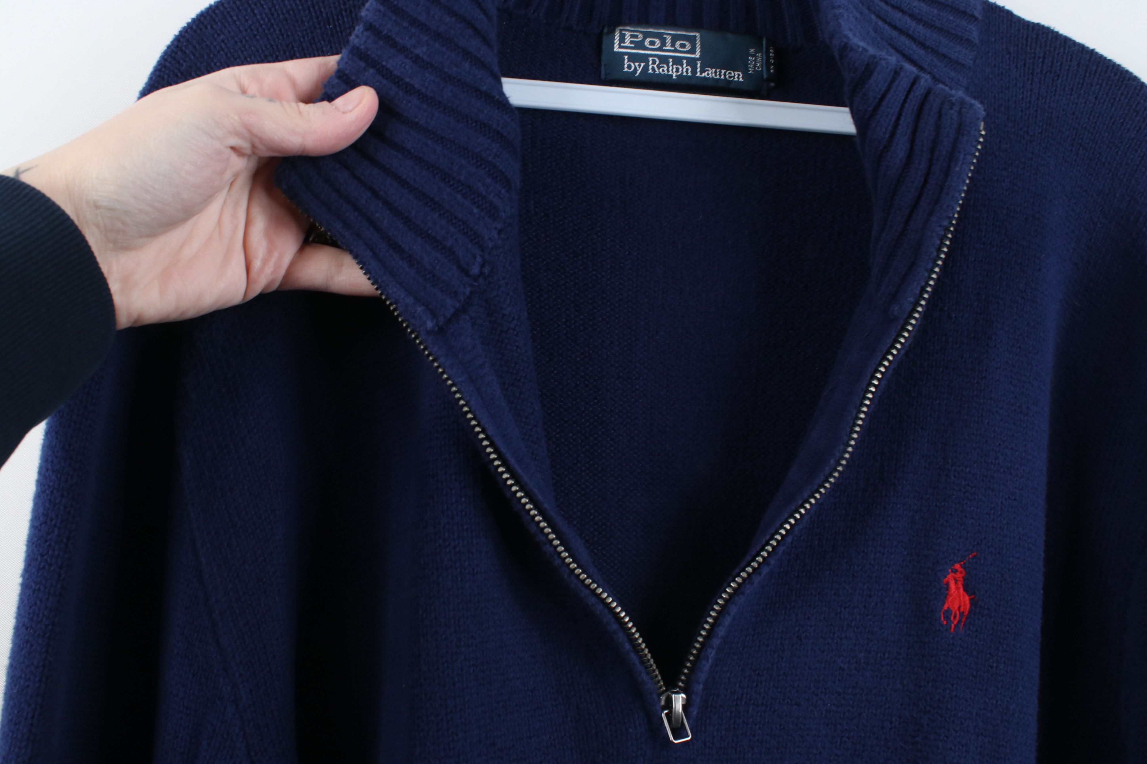 Polo Ralph Lauren Vintage 90s Ralph Lauren Knit 1/4 Zip Pullover Sweater Blue Size US L / EU 52-54 / 3 - 6 Thumbnail