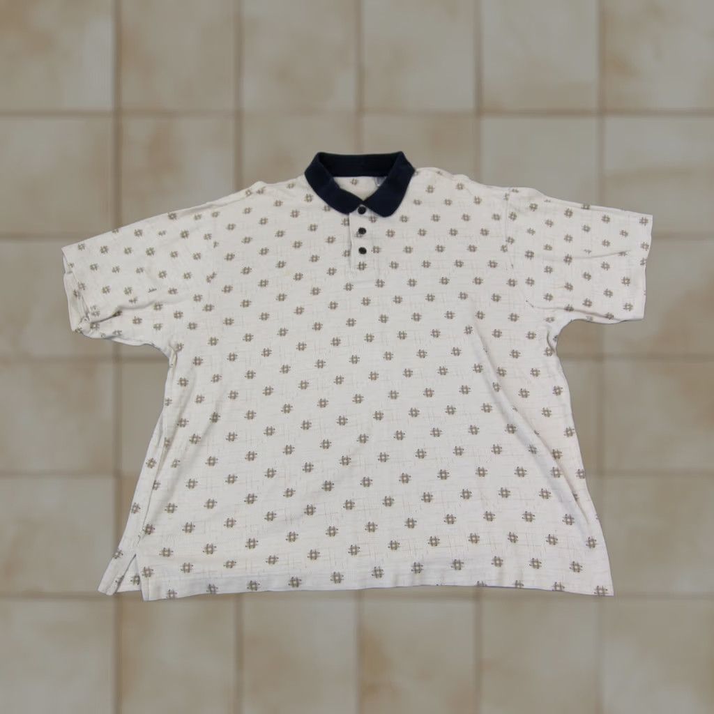 Vintage Vintage Polo Shirt Mens Large Beige Geometric Short Sleeve 90s Golf Logo Classic Casual Polo Shirt Mens L Beige 90s Golf Size US L / EU 52-54 / 3 - 1 Thumbnail