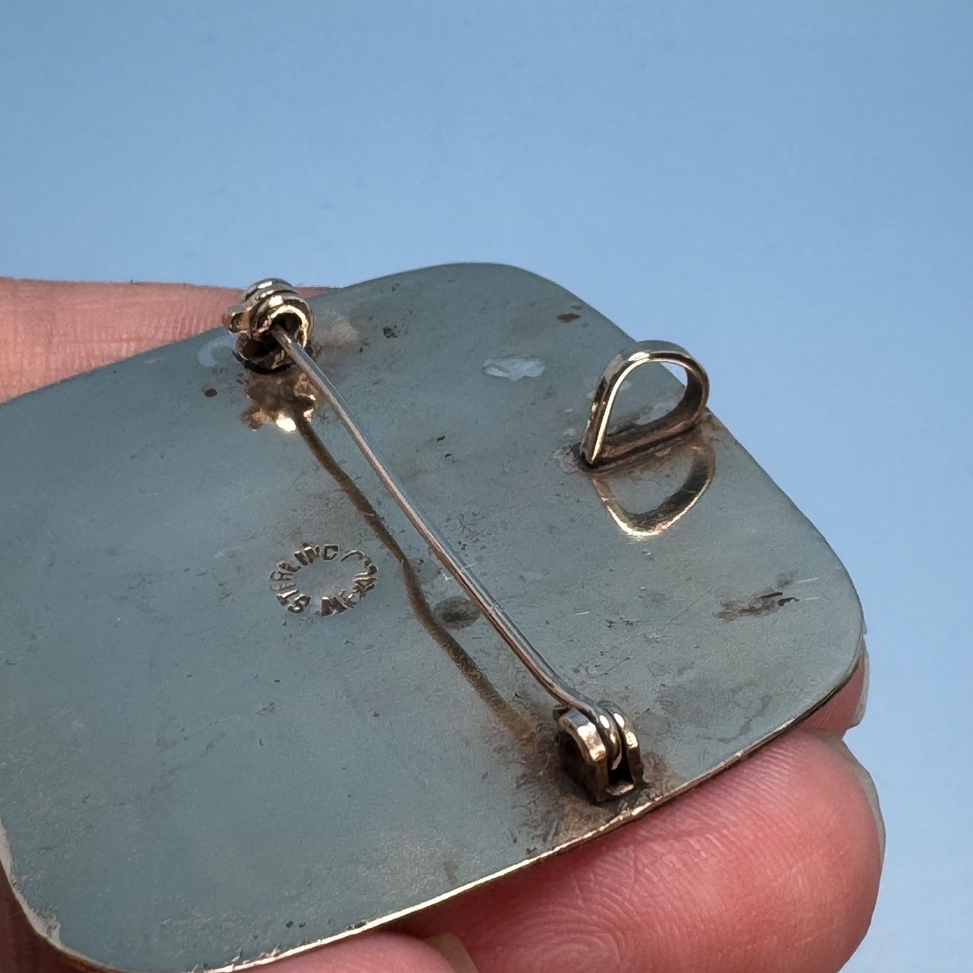 Vintage Antique Sterling Silver Brass Copper Abalone Aztec Face Broo Size ONE SIZE - 4 Thumbnail