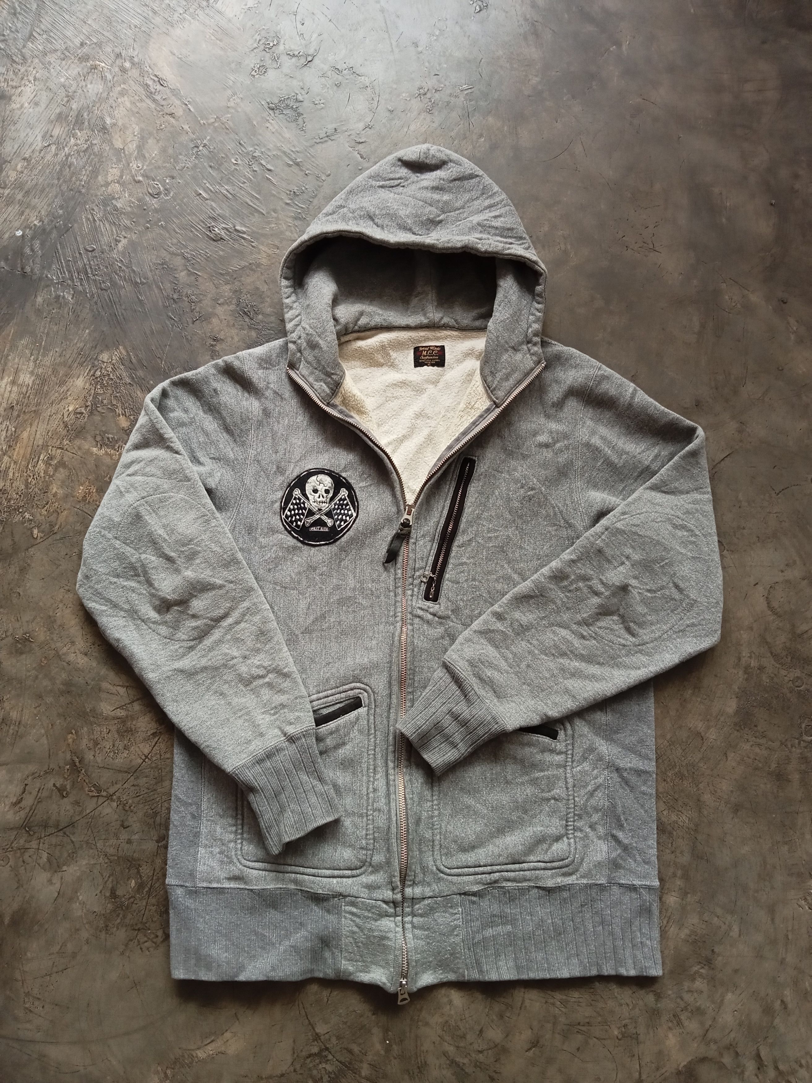 image of Racing x Westride West Ride Mcc Motorcycle Zipper Hoodie in Grey, Men's (Size Medium)