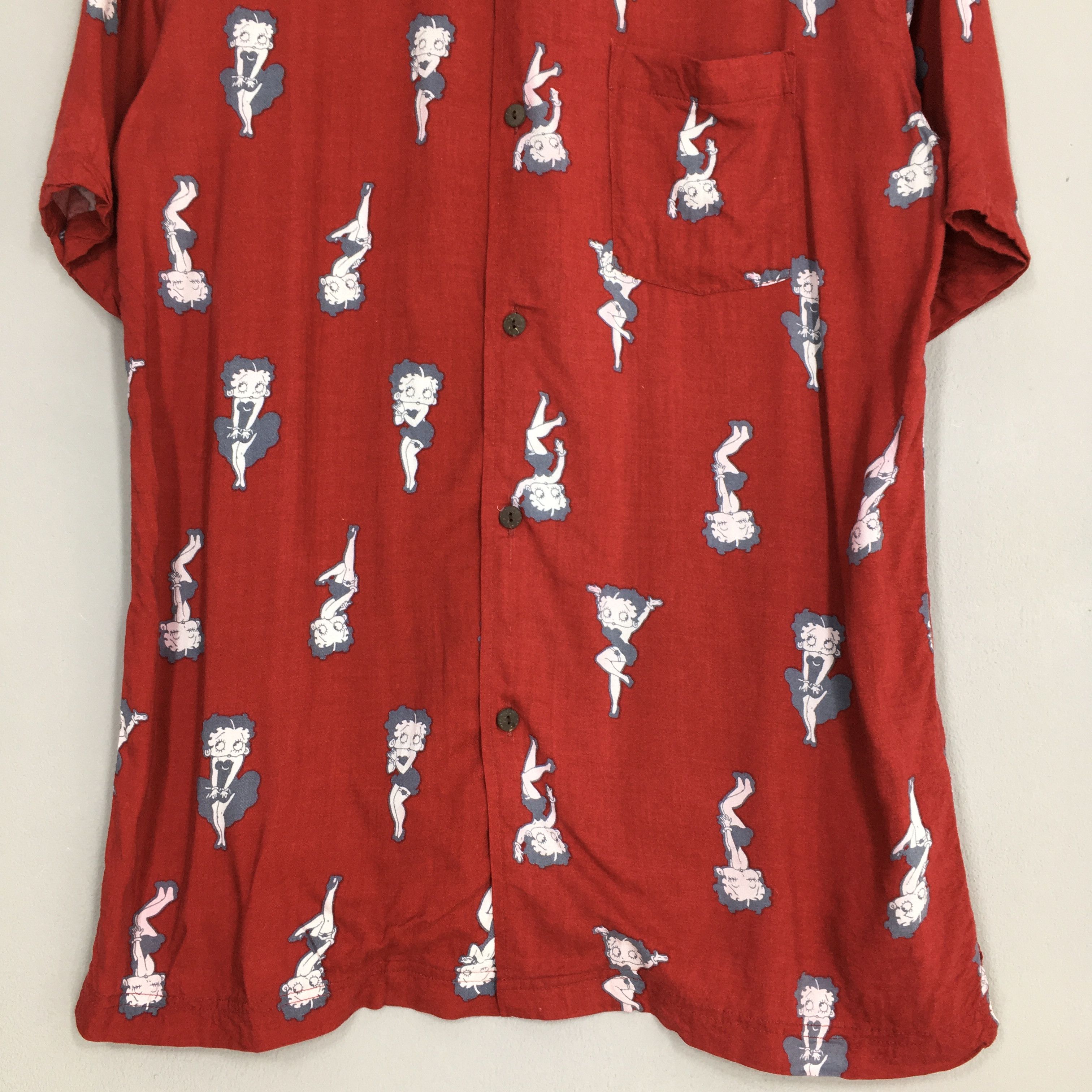 Cartoon Network Betty Boop Sexy Cartoon Hawaii Rayon Button Shirt Large Size US L / EU 52-54 / 3 - 3 Thumbnail
