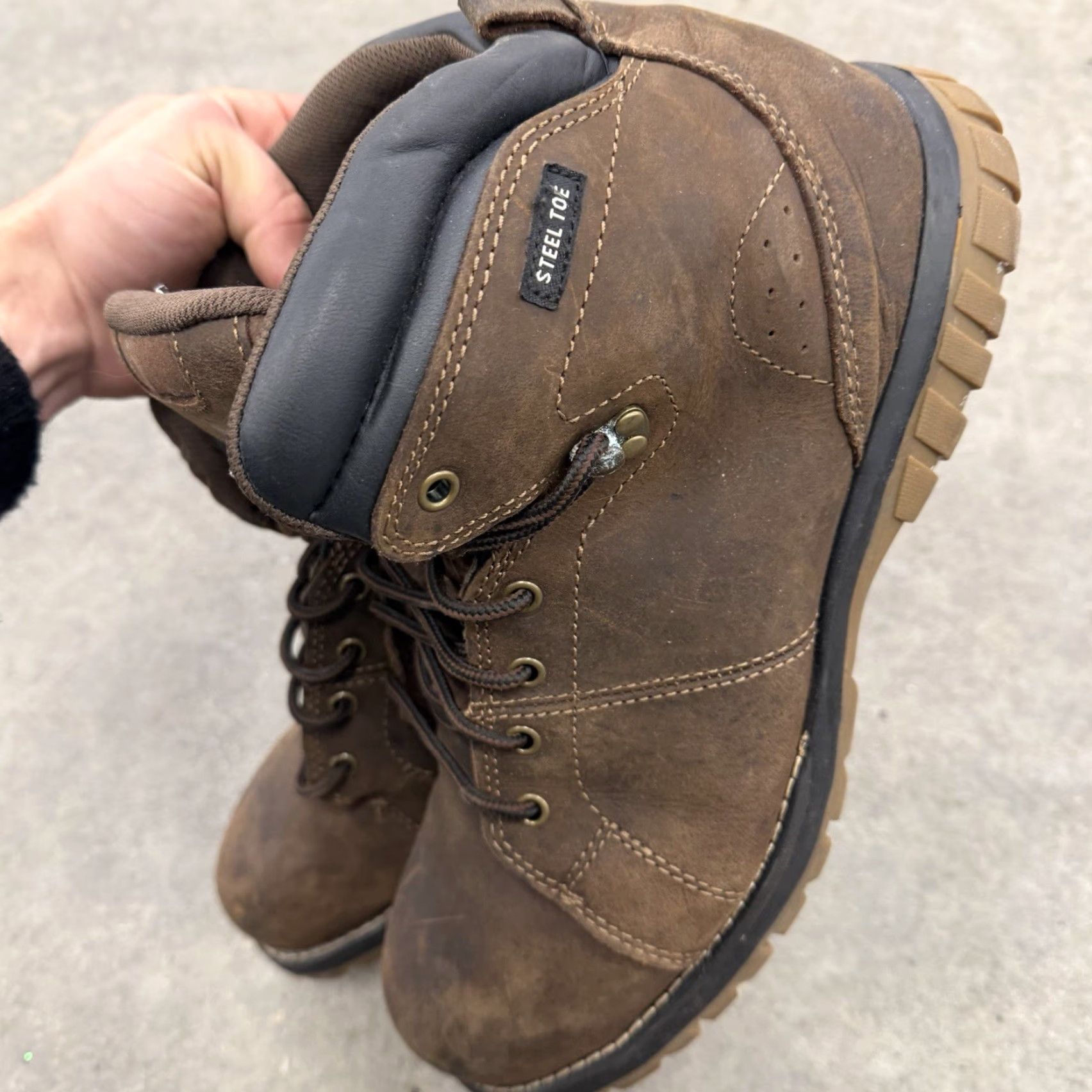 Vintage VINTAGE Buffalino Work Used Men 14 M Brown Leather Steel Toe Work Ankle Boots Size US 14 / EU 47 - 7 Thumbnail