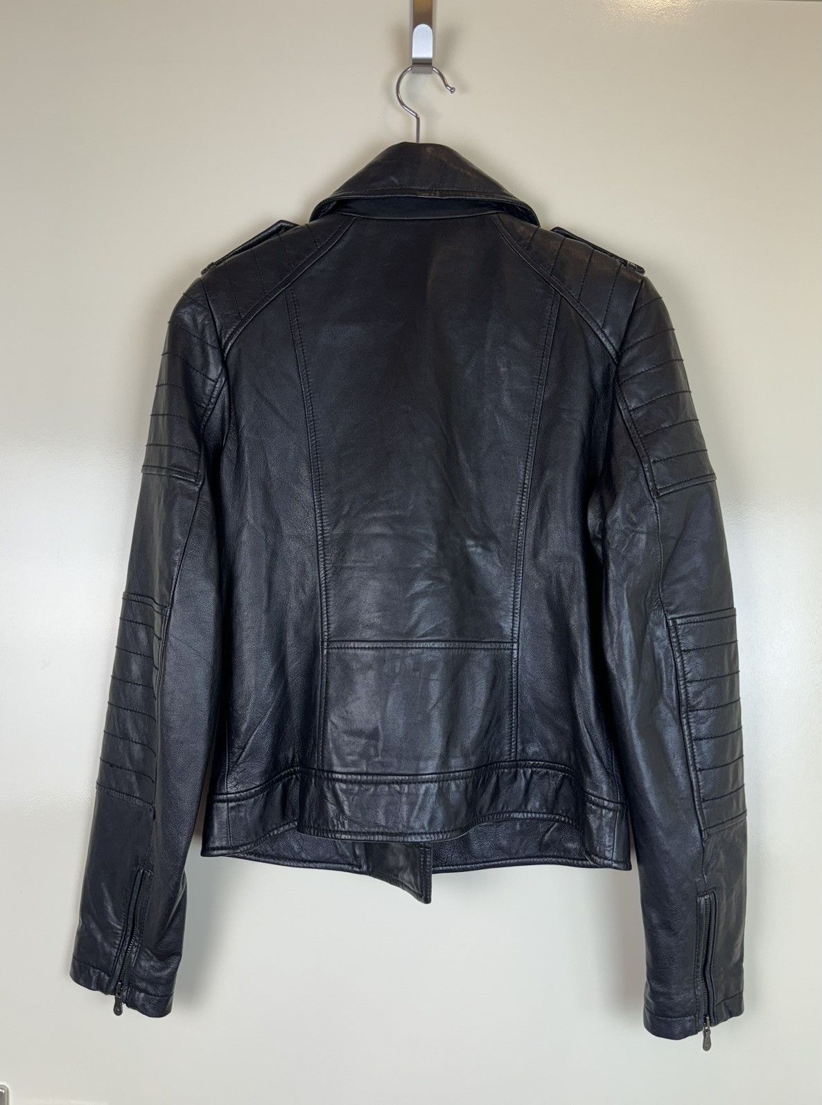 Banana Republic Leather biker moto motorcycle jacket quilted sleeves S Size S / US 4 / IT 40 - 8 Thumbnail