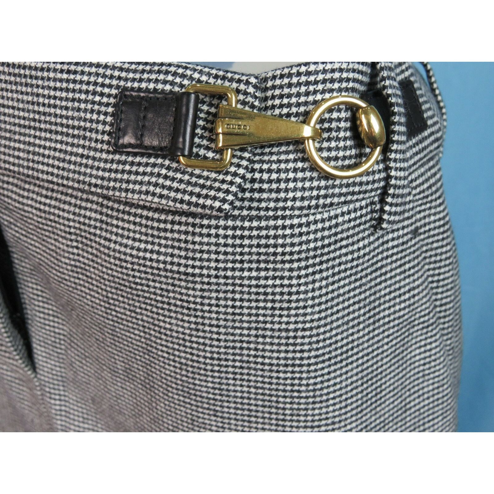 Gucci GUCCI 221815 BLACK WOOL GRAY HORSE BIT BUCKLE ZIP SKIRT 44 Size 30" / US 8 / IT 44 - 2 Thumbnail